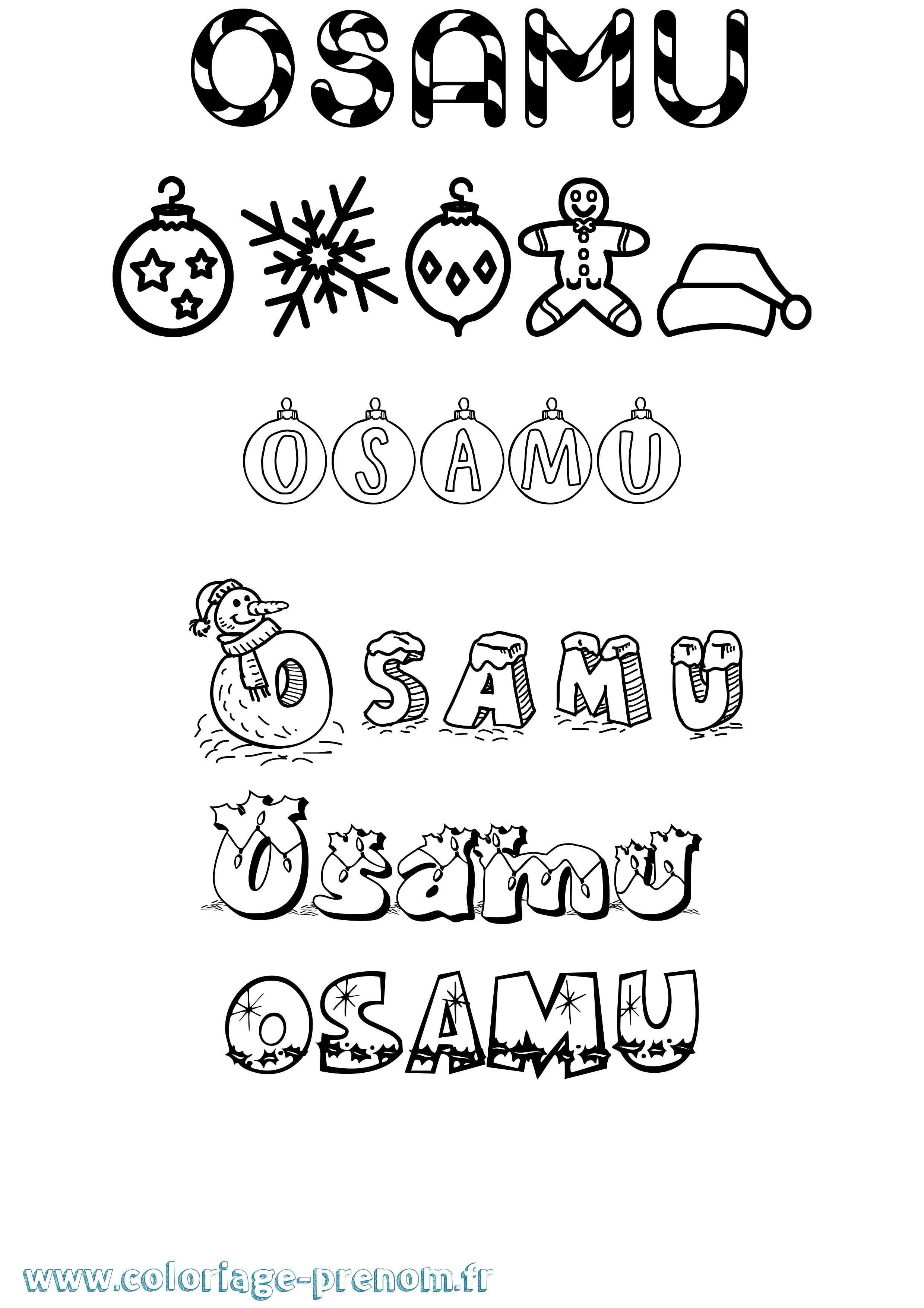 Coloriage Osamu Noël Coloriage prénom Osamu Noël