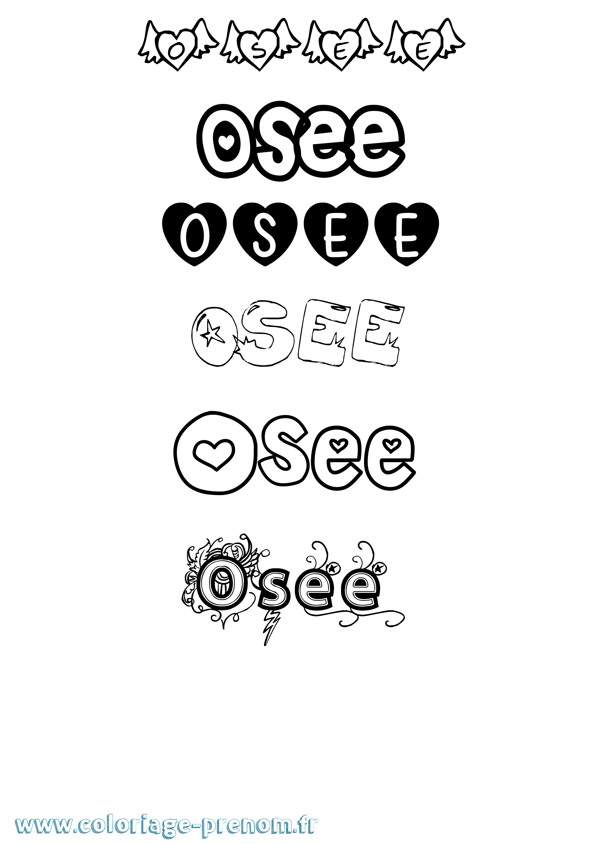 Coloriage Osee Girly Coloriage prénom Osee Girly
