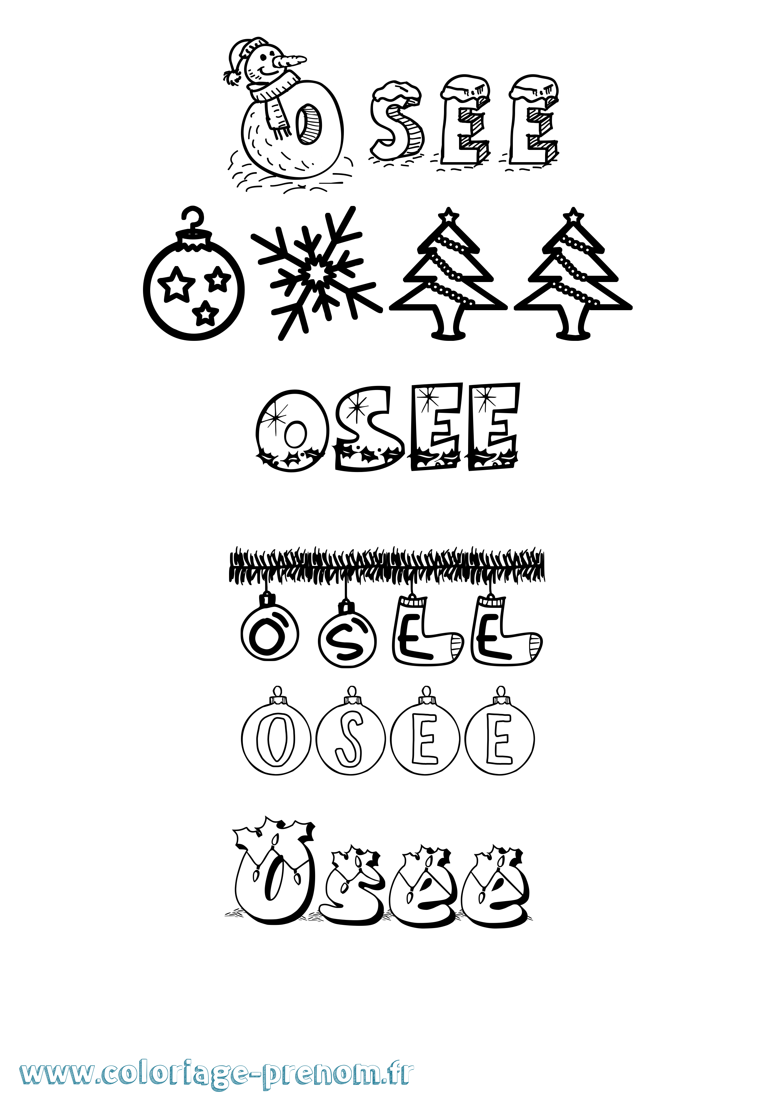 Coloriage Osee Noël Coloriage prénom Osee Noël