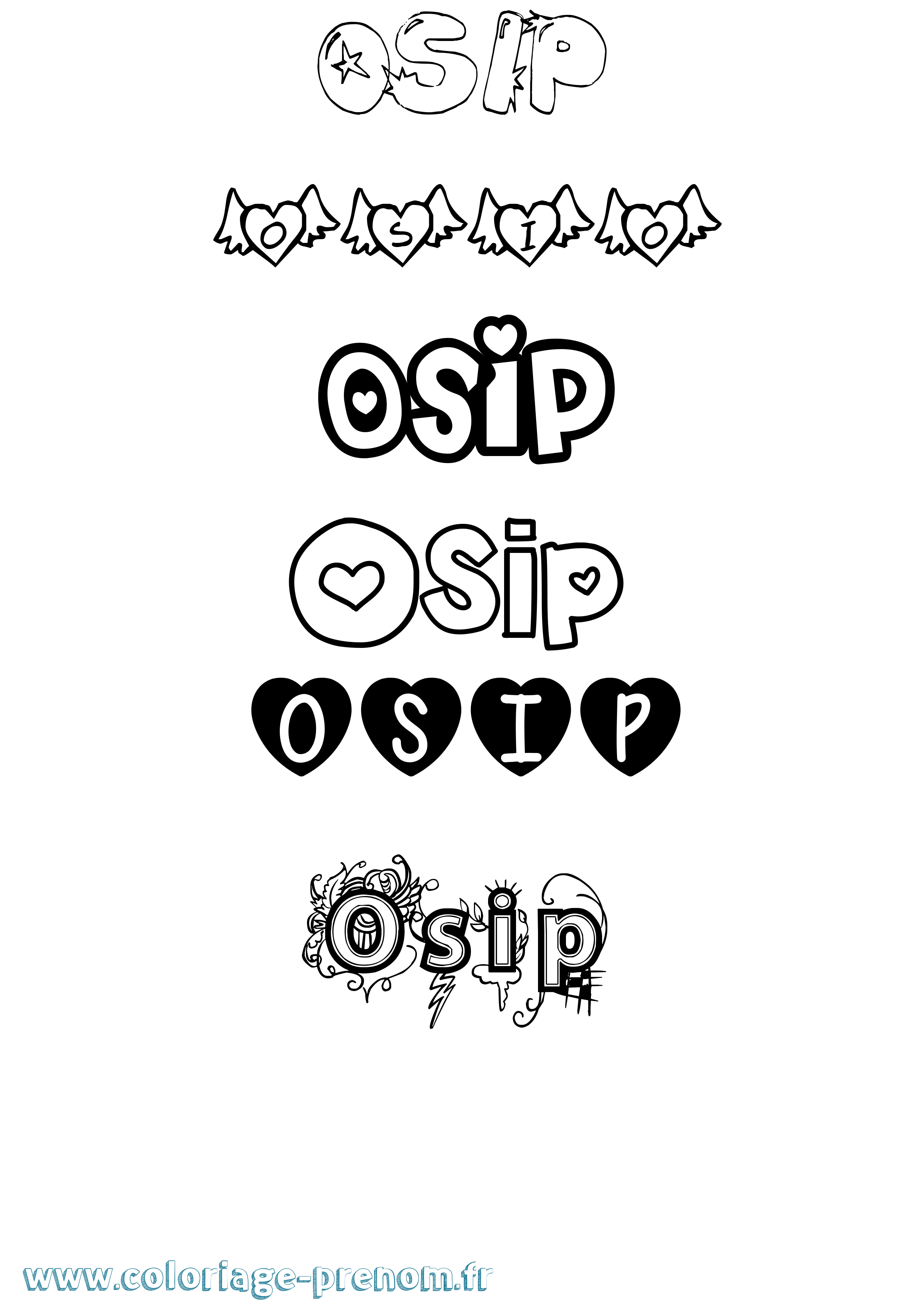 Coloriage Osip Girly Coloriage prénom Osip Girly