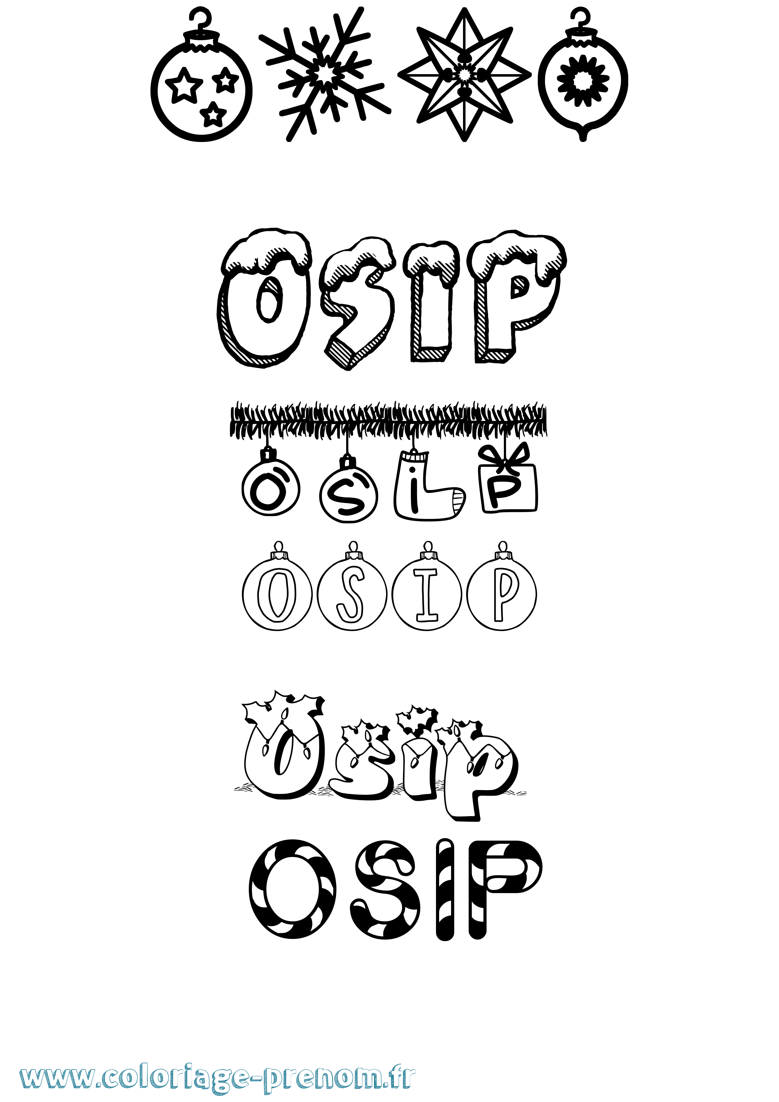 Coloriage Osip Noël Coloriage prénom Osip Noël