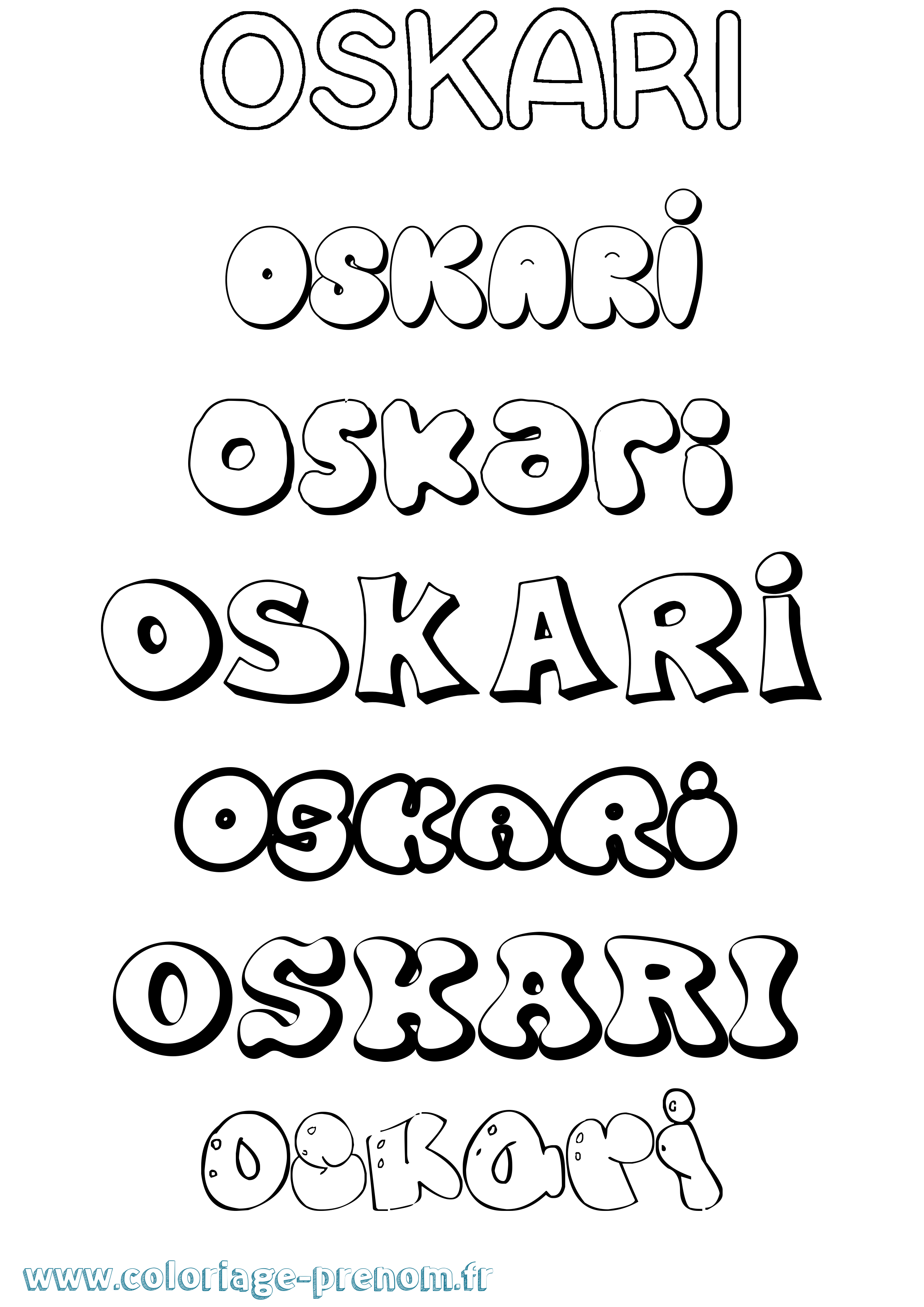 Coloriage Oskari Bubble Coloriage prénom Oskari Bubble