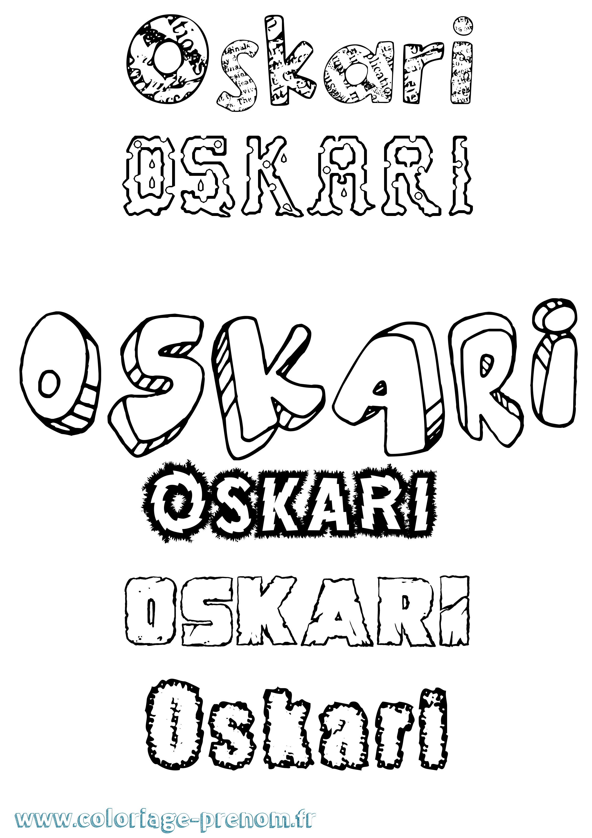 Coloriage Oskari Destructuré Coloriage prénom Oskari Destructuré