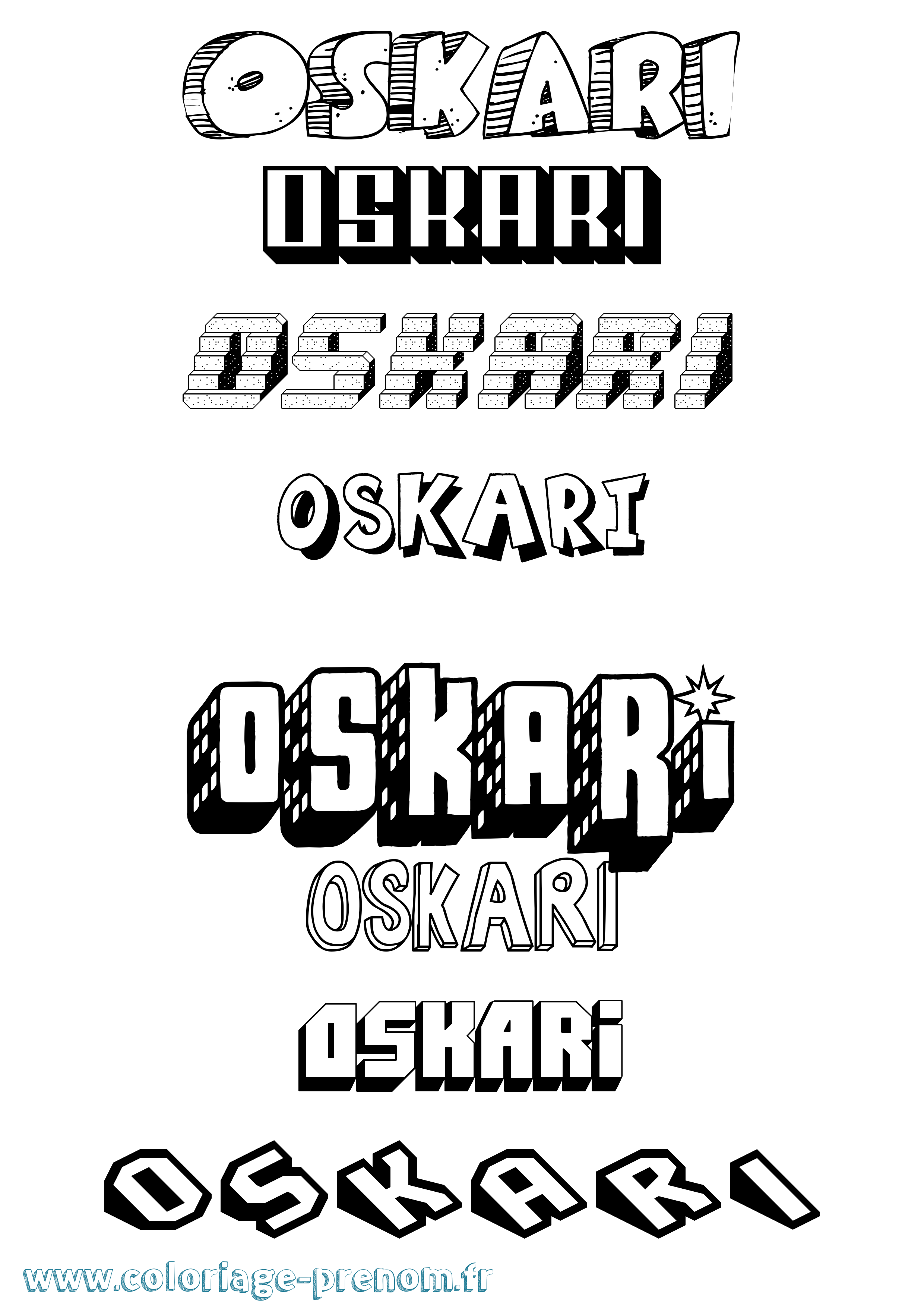 Coloriage Oskari Effet 3D Coloriage prénom Oskari Effet 3D