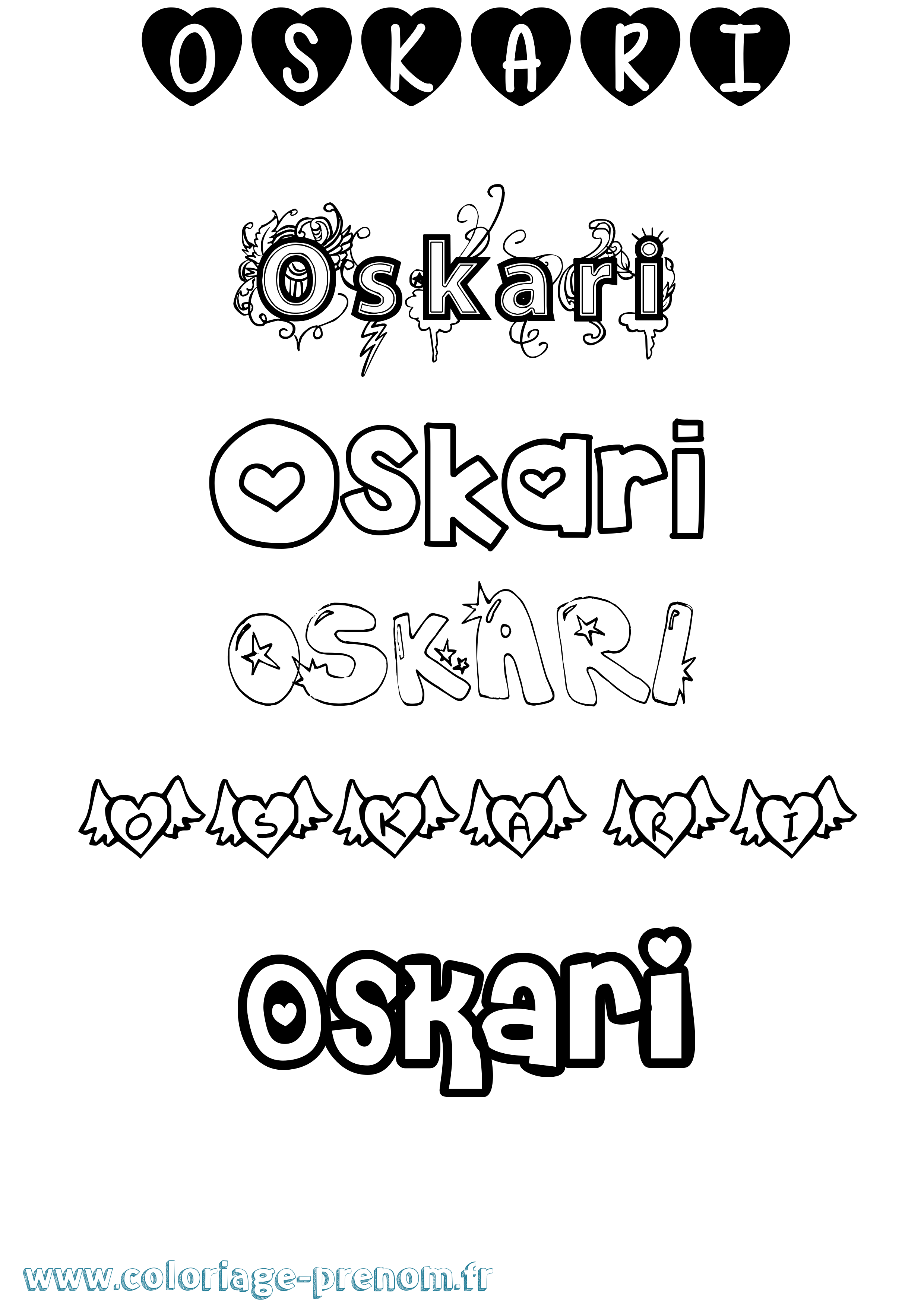 Coloriage Oskari Girly Coloriage prénom Oskari Girly