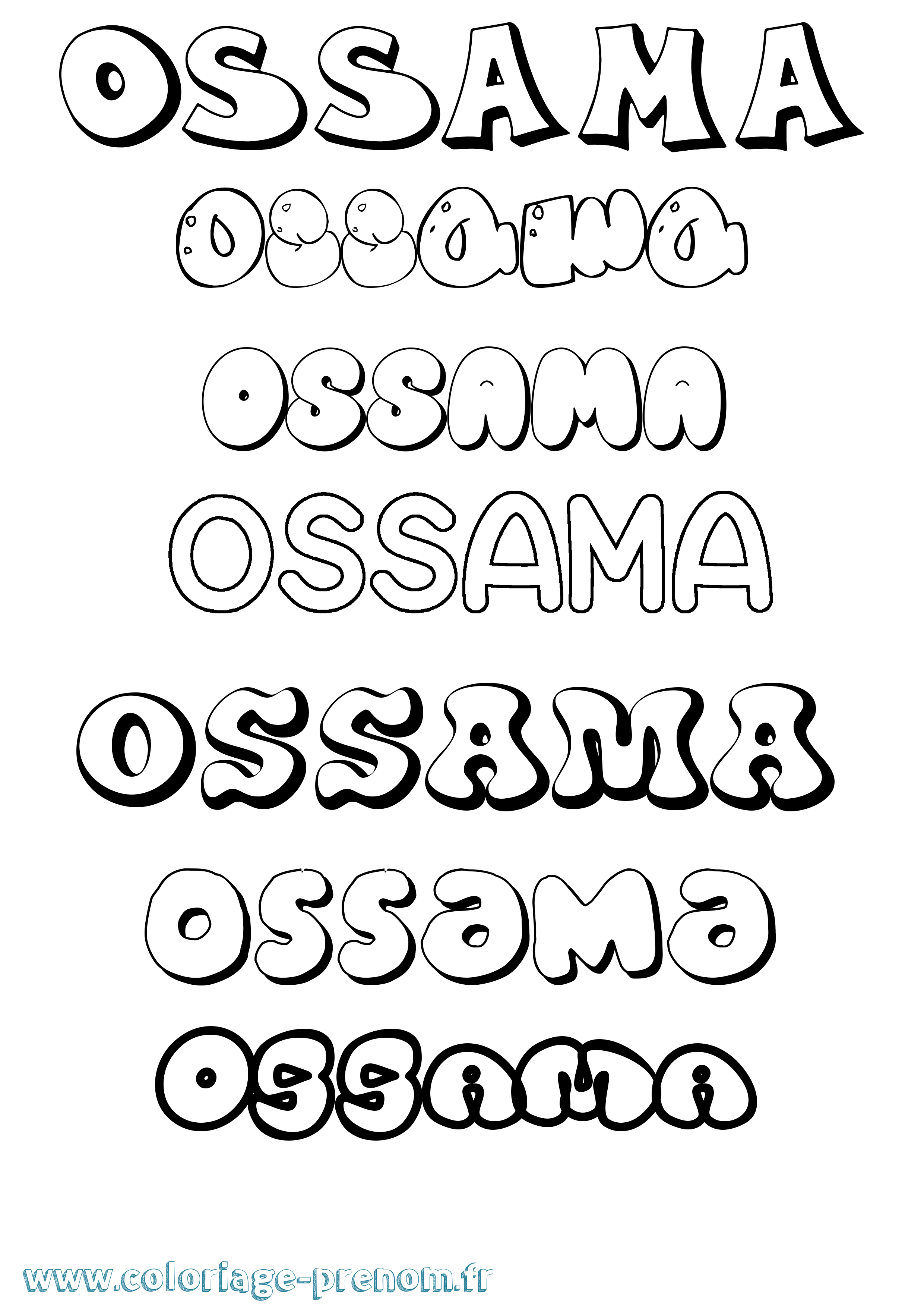 Coloriage Ossama Bubble Coloriage prénom Ossama Bubble