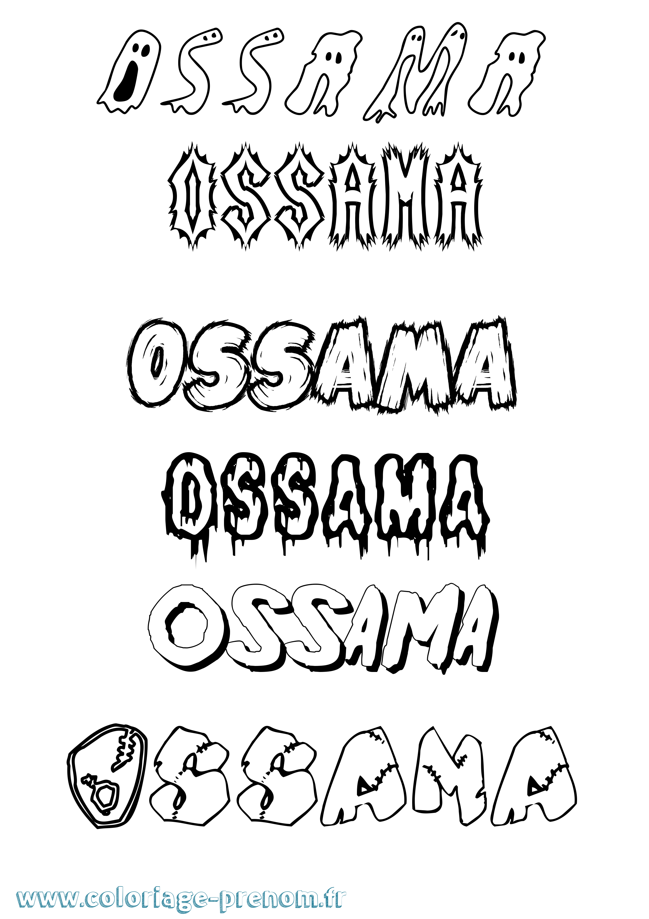 Coloriage Ossama Frisson Coloriage prénom Ossama Frisson