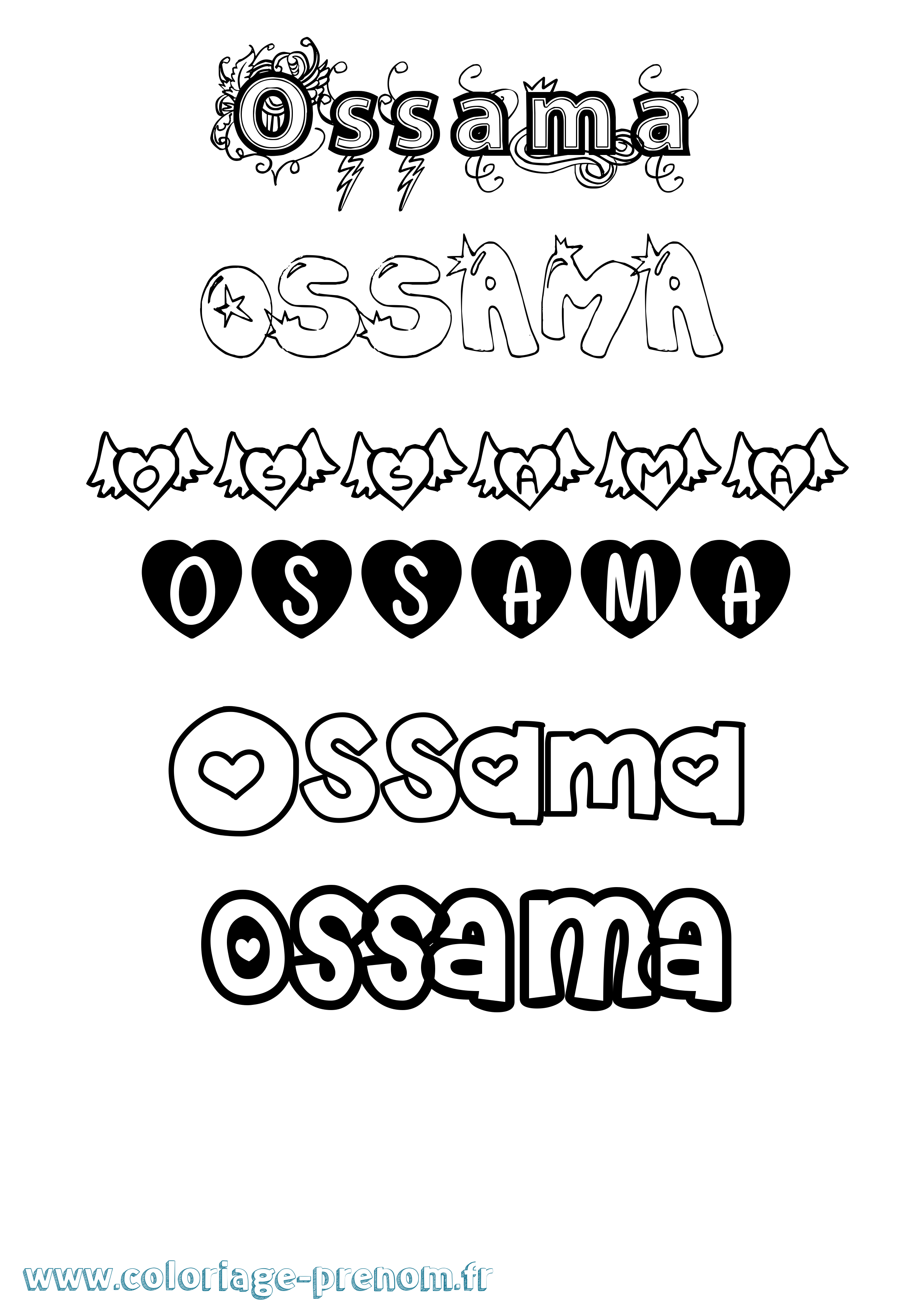 Coloriage Ossama Girly Coloriage prénom Ossama Girly