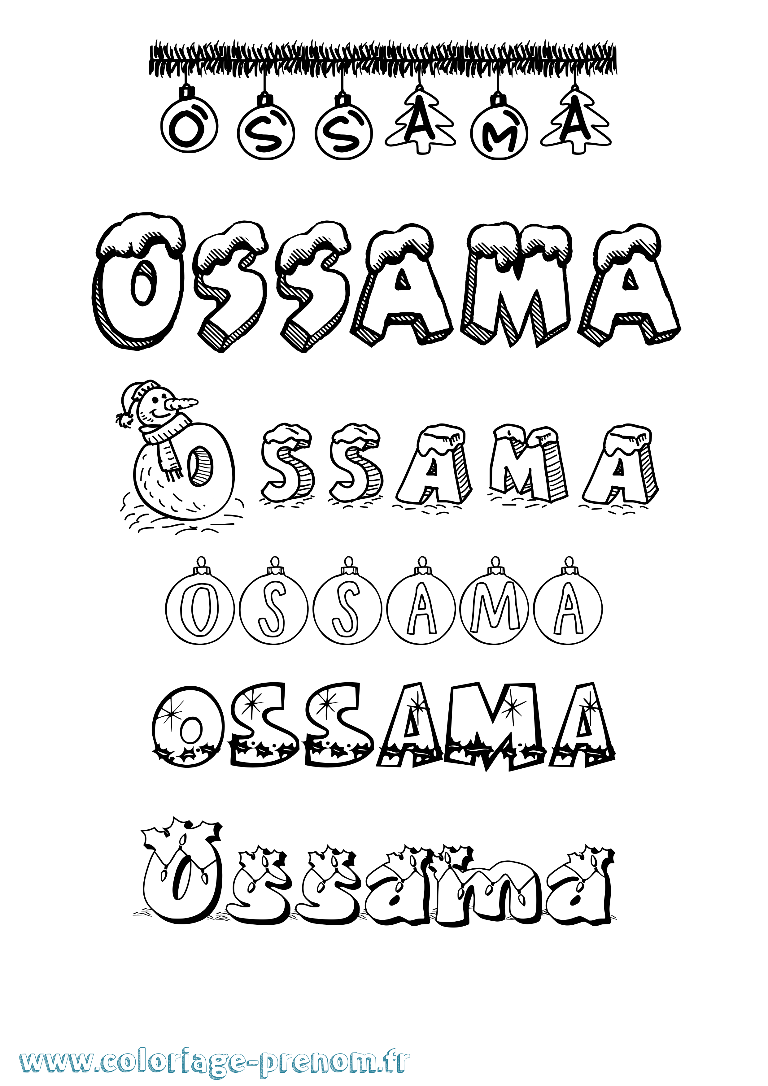 Coloriage Ossama Noël Coloriage prénom Ossama Noël