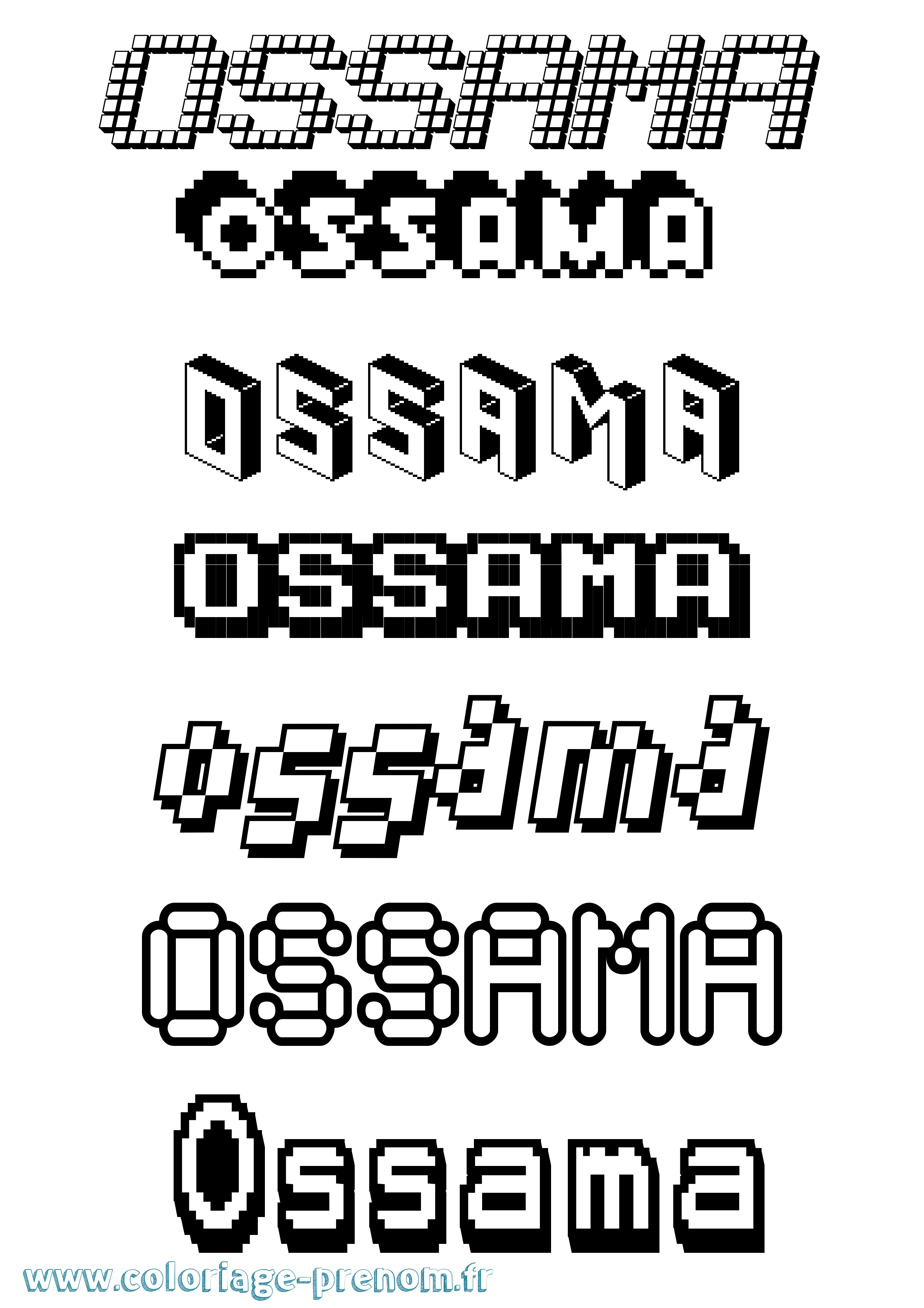 Coloriage Ossama Pixel Coloriage prénom Ossama Pixel