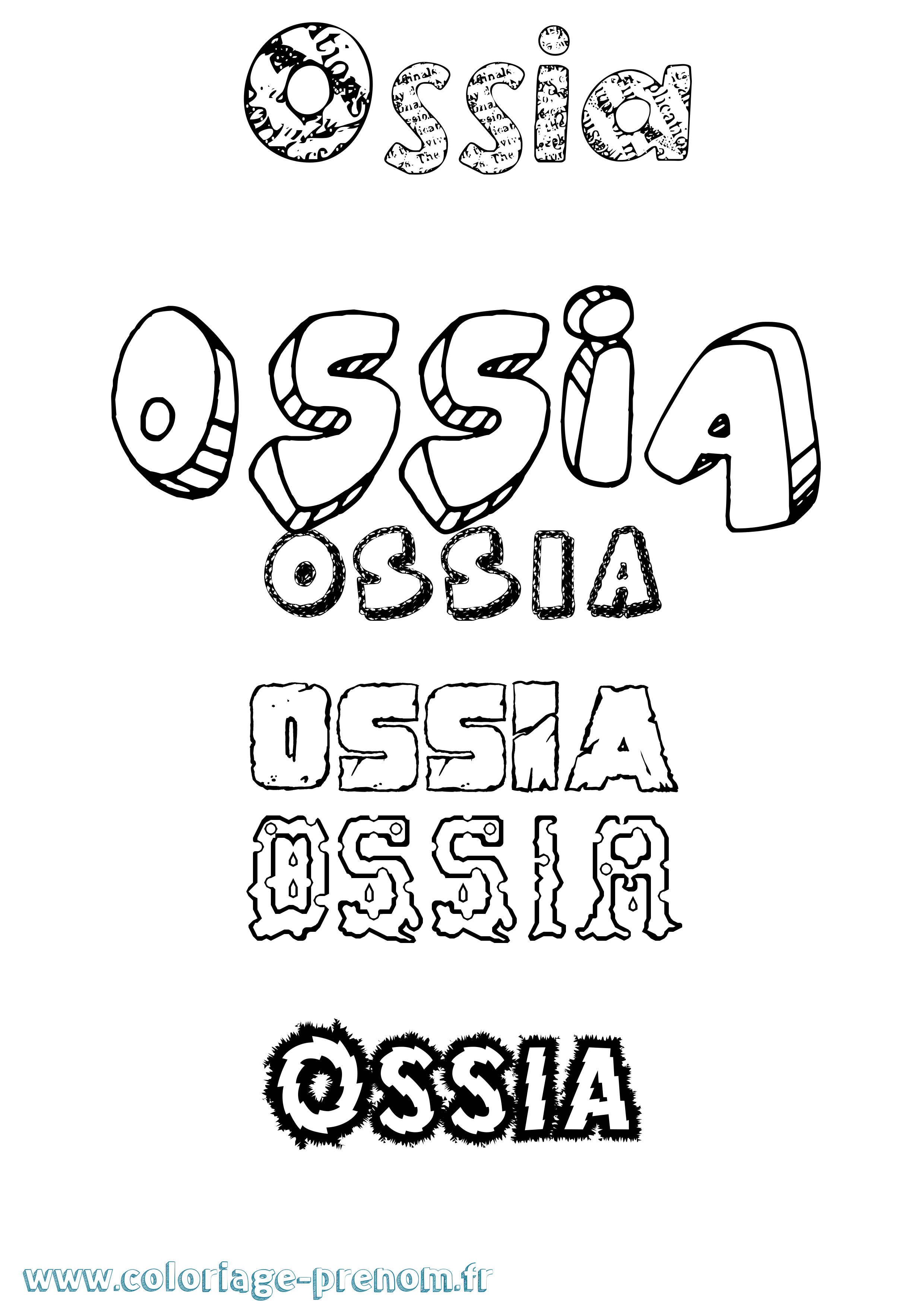 Coloriage Ossia Destructuré Coloriage prénom Ossia Destructuré