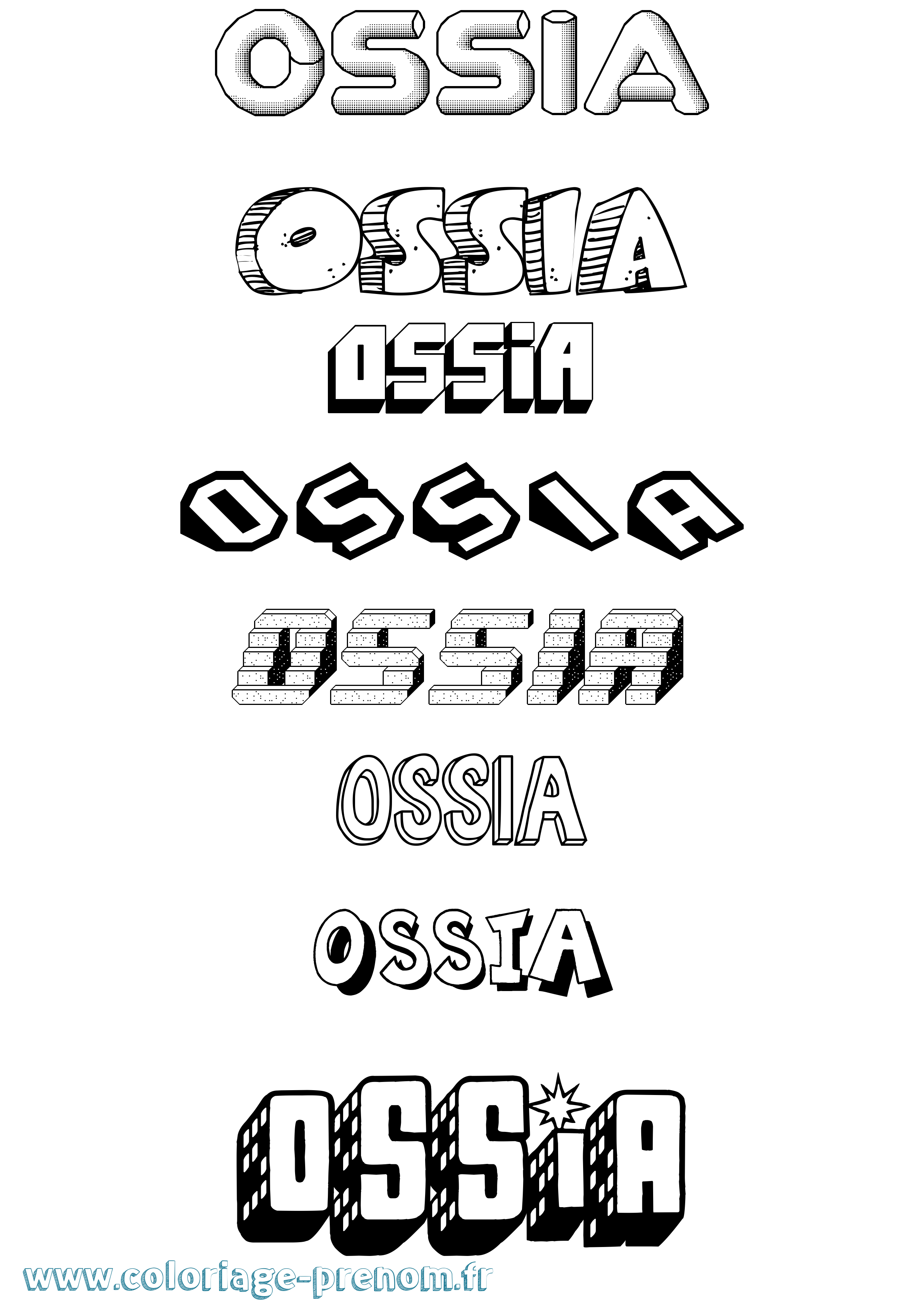 Coloriage Ossia Effet 3D Coloriage prénom Ossia Effet 3D