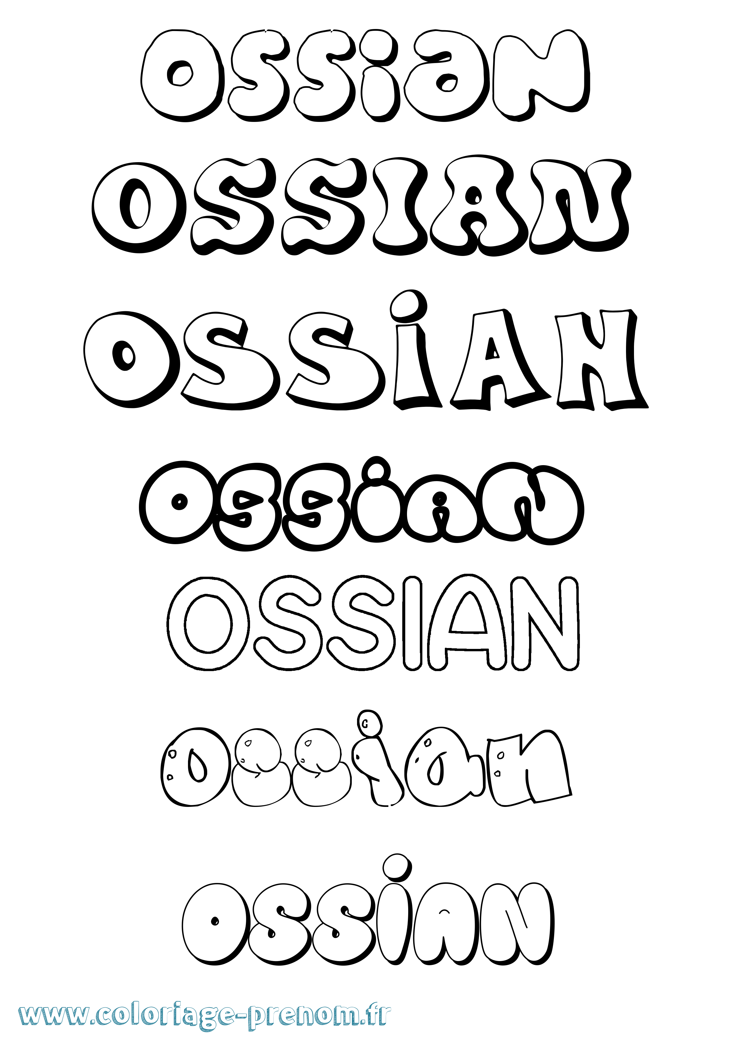 Coloriage Ossian Bubble Coloriage prénom Ossian Bubble