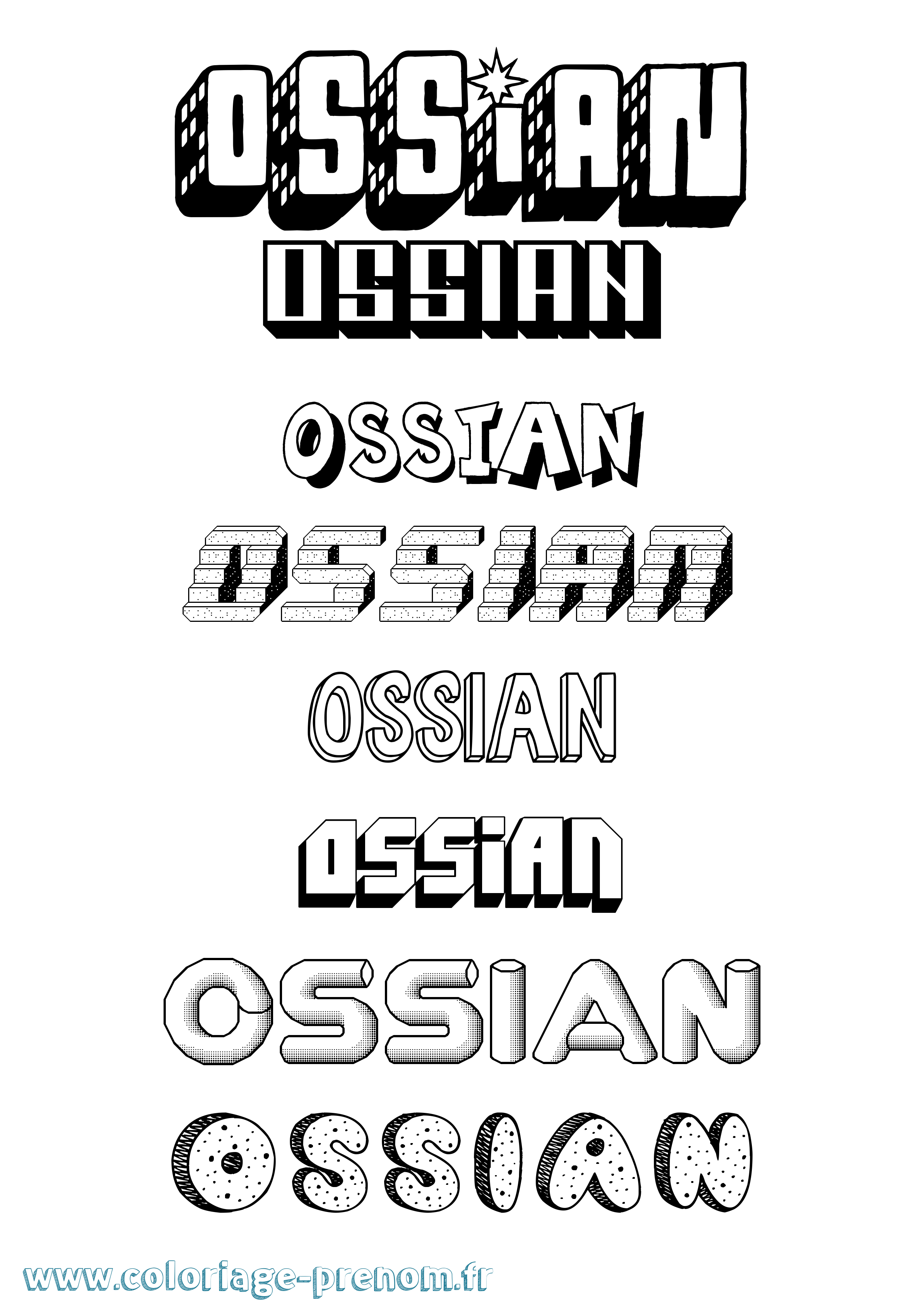 Coloriage Ossian Effet 3D Coloriage prénom Ossian Effet 3D