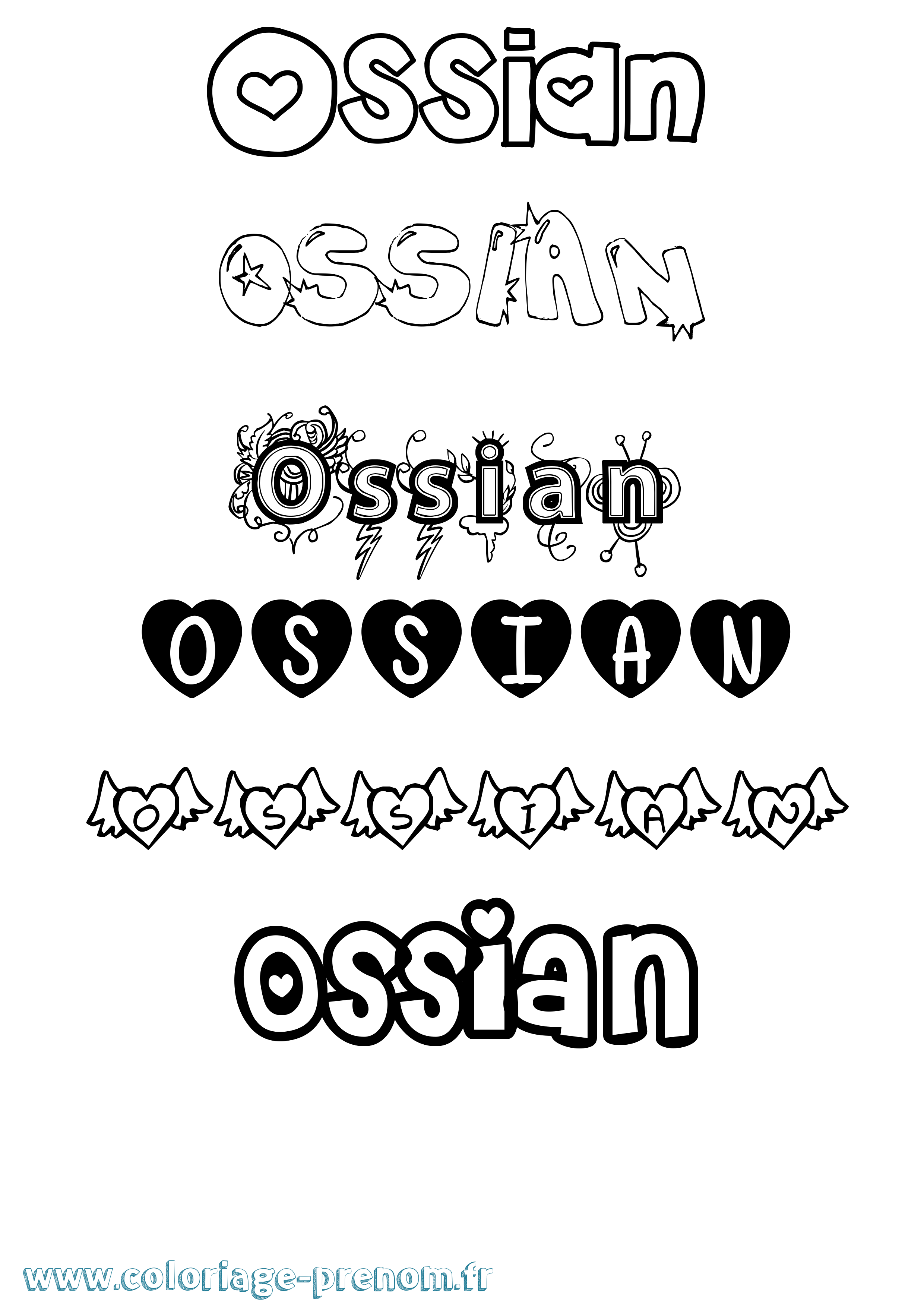 Coloriage Ossian Girly Coloriage prénom Ossian Girly