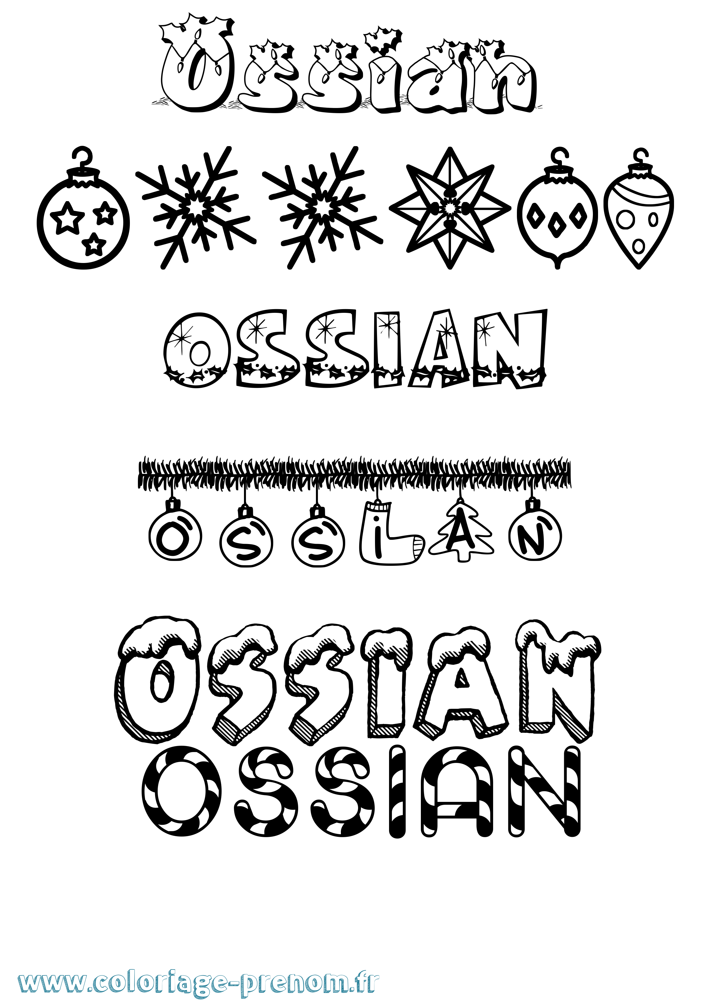 Coloriage Ossian Noël Coloriage prénom Ossian Noël