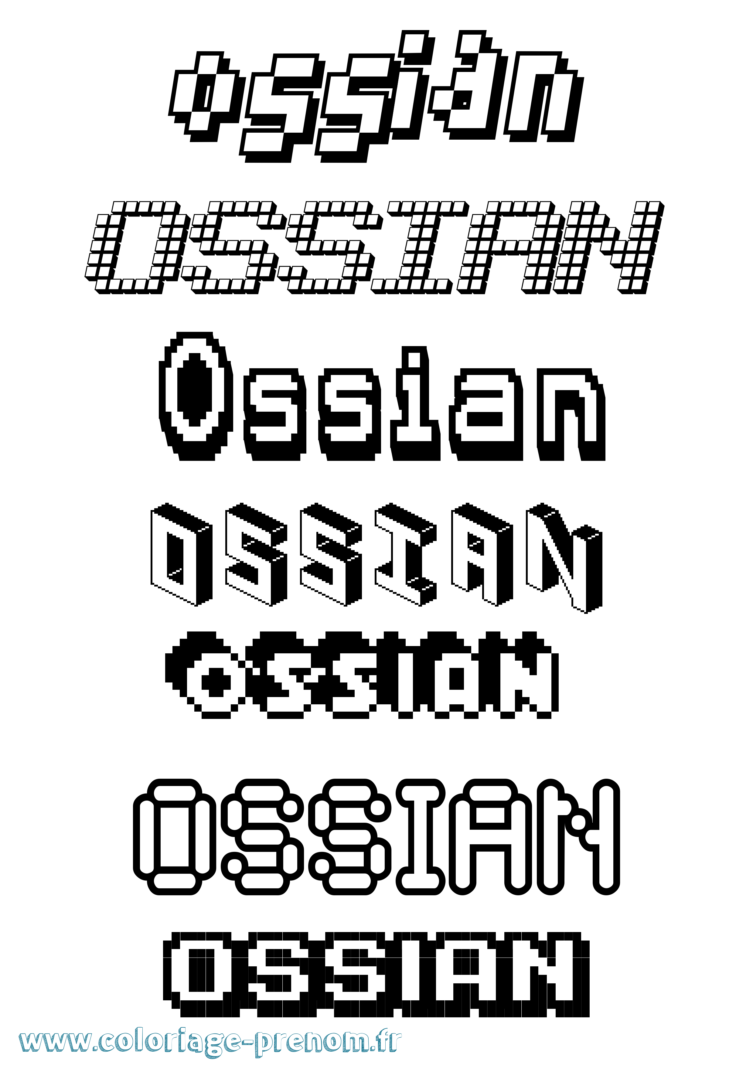 Coloriage Ossian Pixel Coloriage prénom Ossian Pixel
