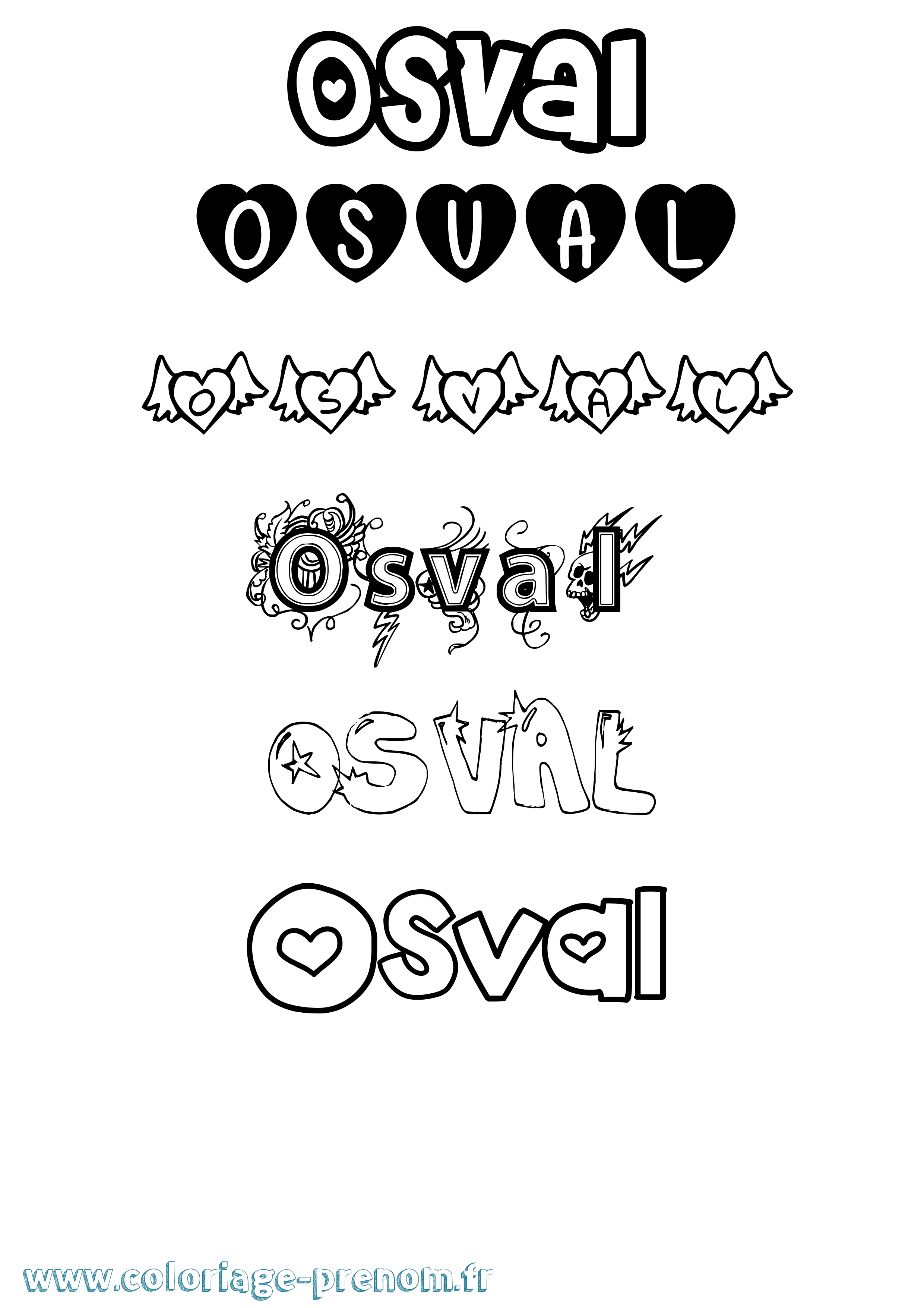 Coloriage Osval Girly Coloriage prénom Osval Girly
