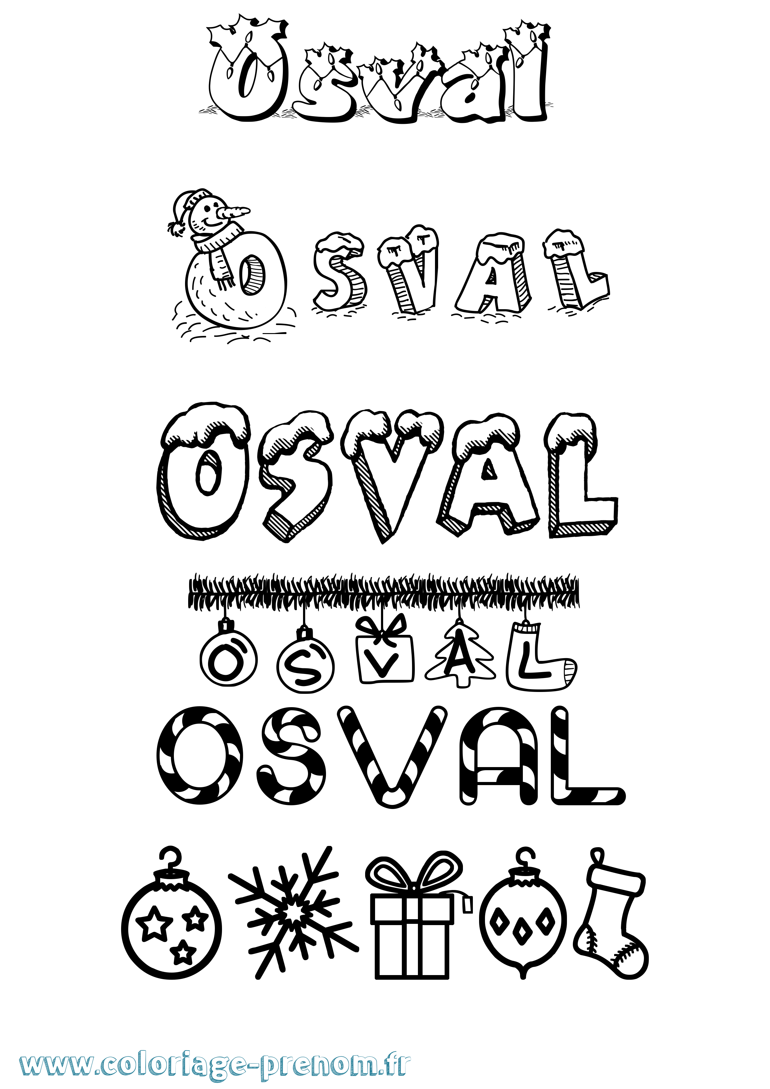 Coloriage Osval Noël Coloriage prénom Osval Noël