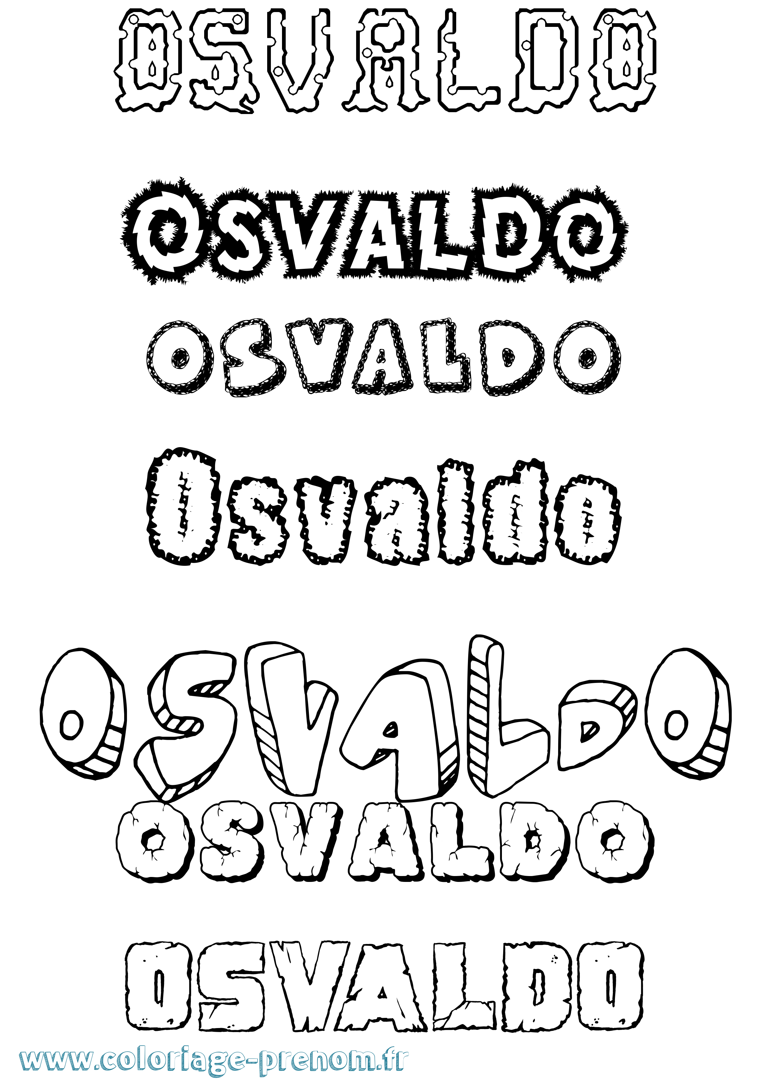 Coloriage Osvaldo Destructuré Coloriage prénom Osvaldo Destructuré