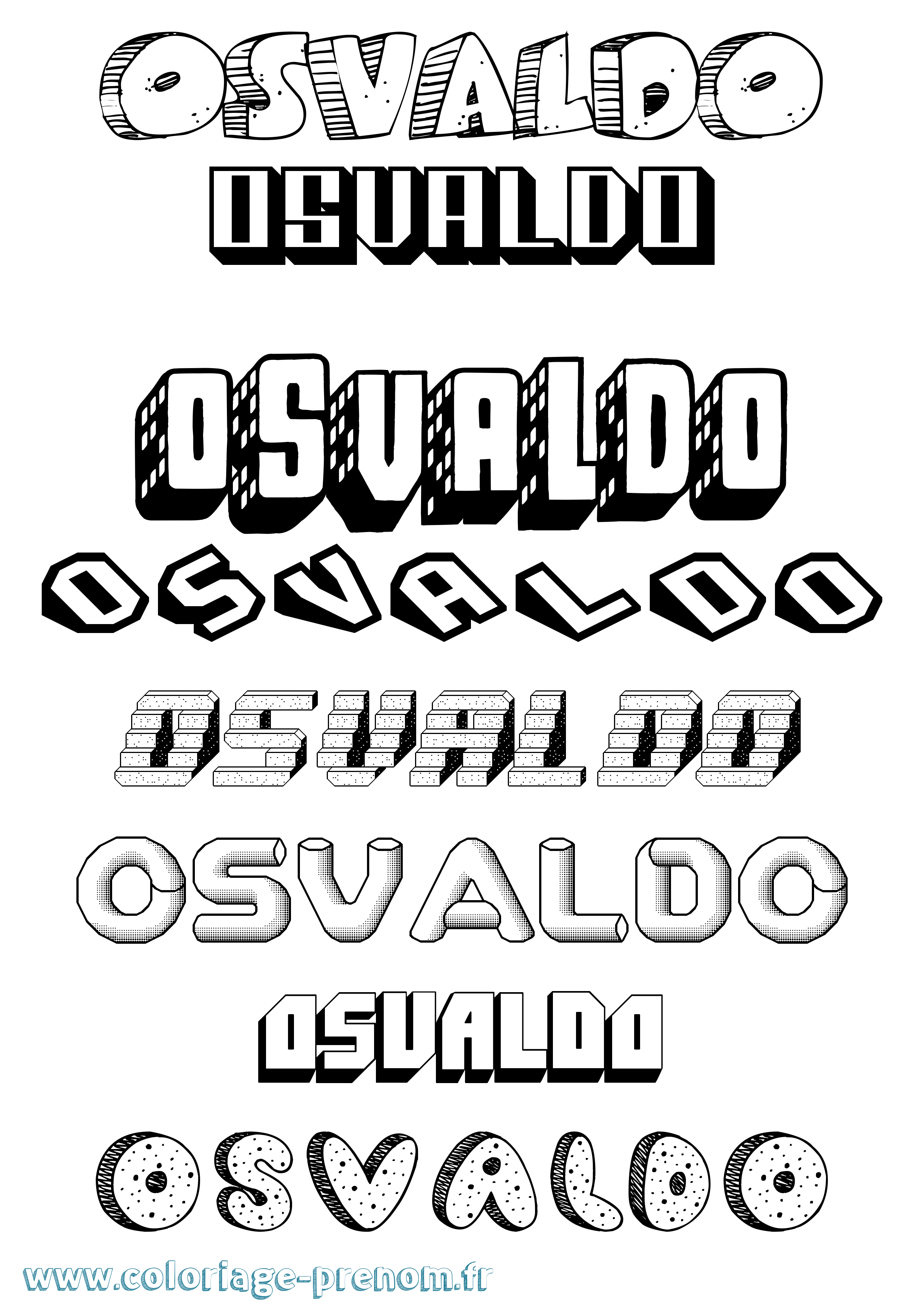 Coloriage Osvaldo Effet 3D Coloriage prénom Osvaldo Effet 3D