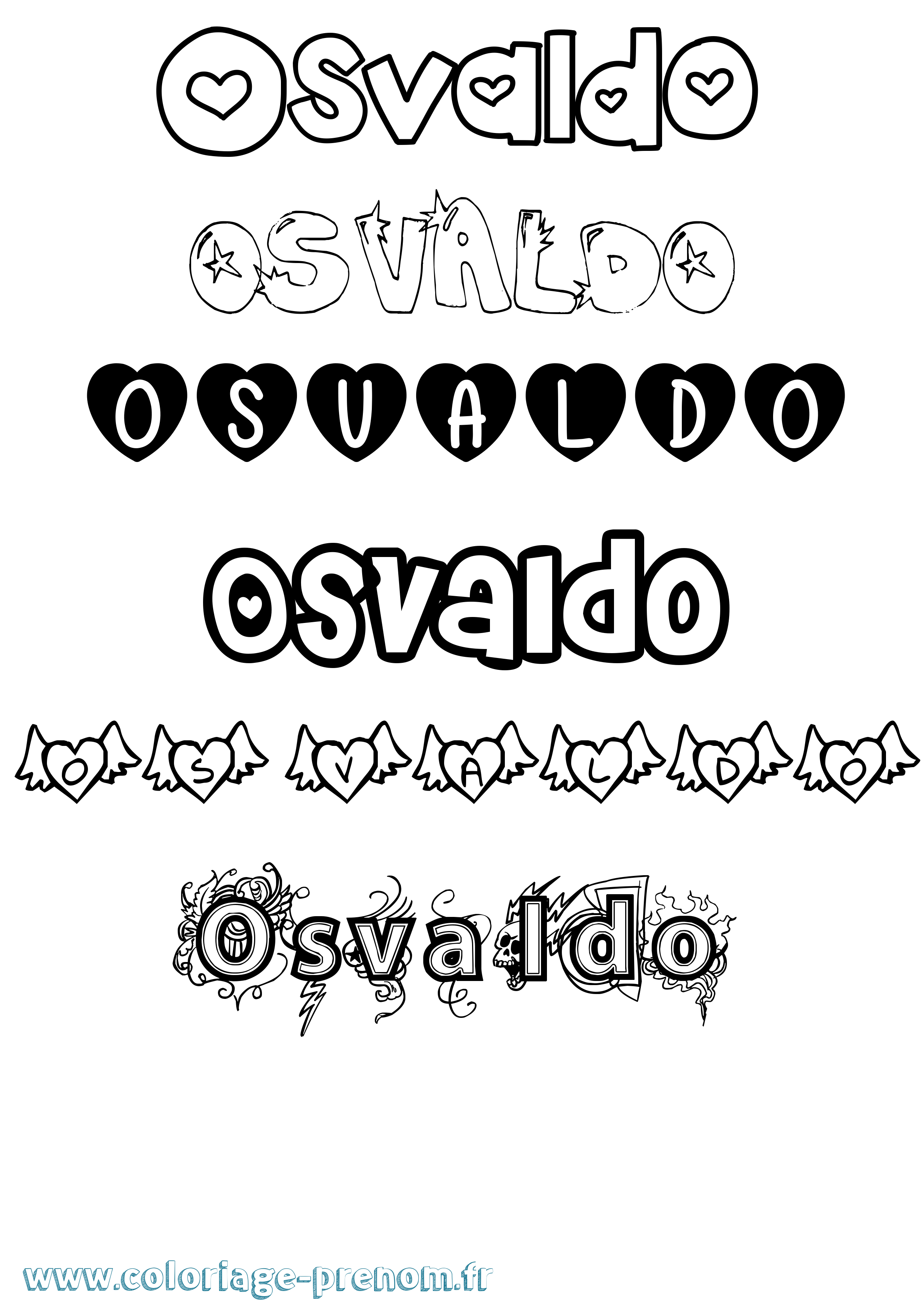 Coloriage Osvaldo Girly Coloriage prénom Osvaldo Girly