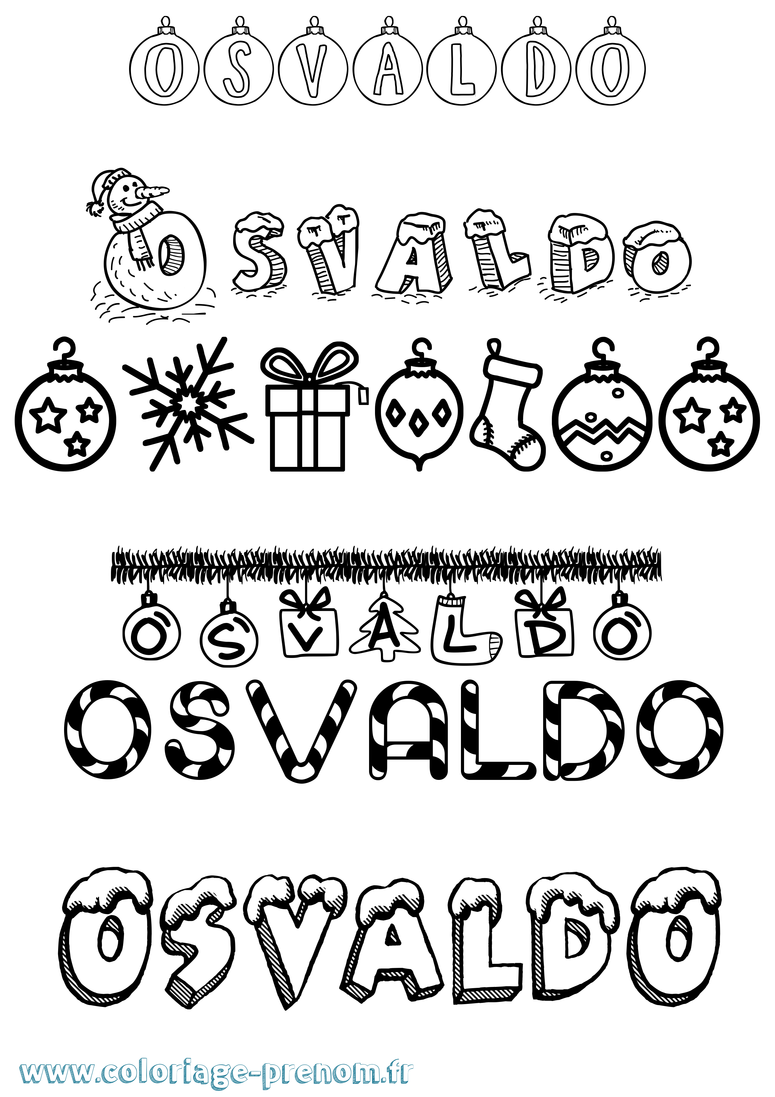 Coloriage Osvaldo Noël Coloriage prénom Osvaldo Noël
