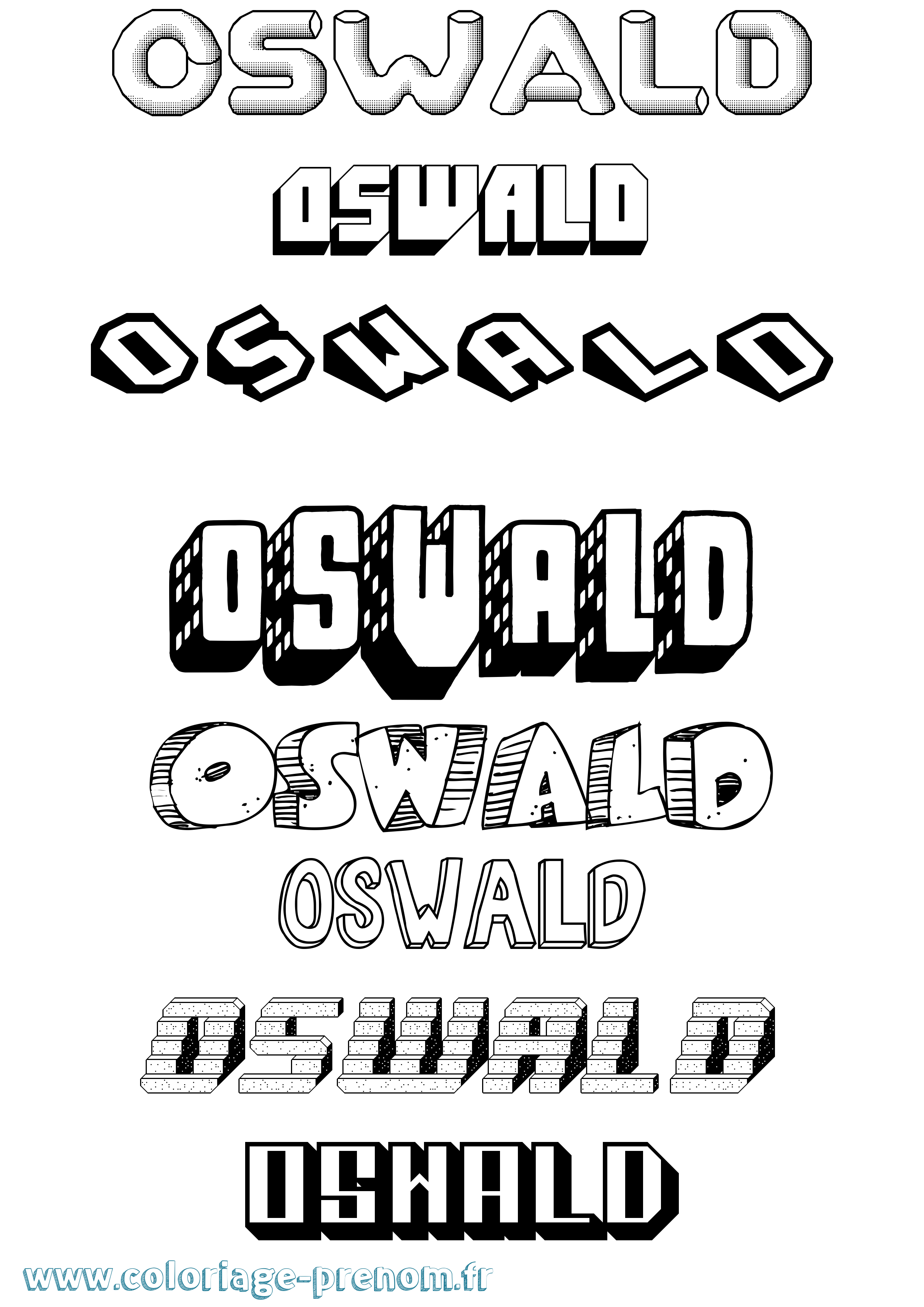 Coloriage Oswald Effet 3D Coloriage prénom Oswald Effet 3D