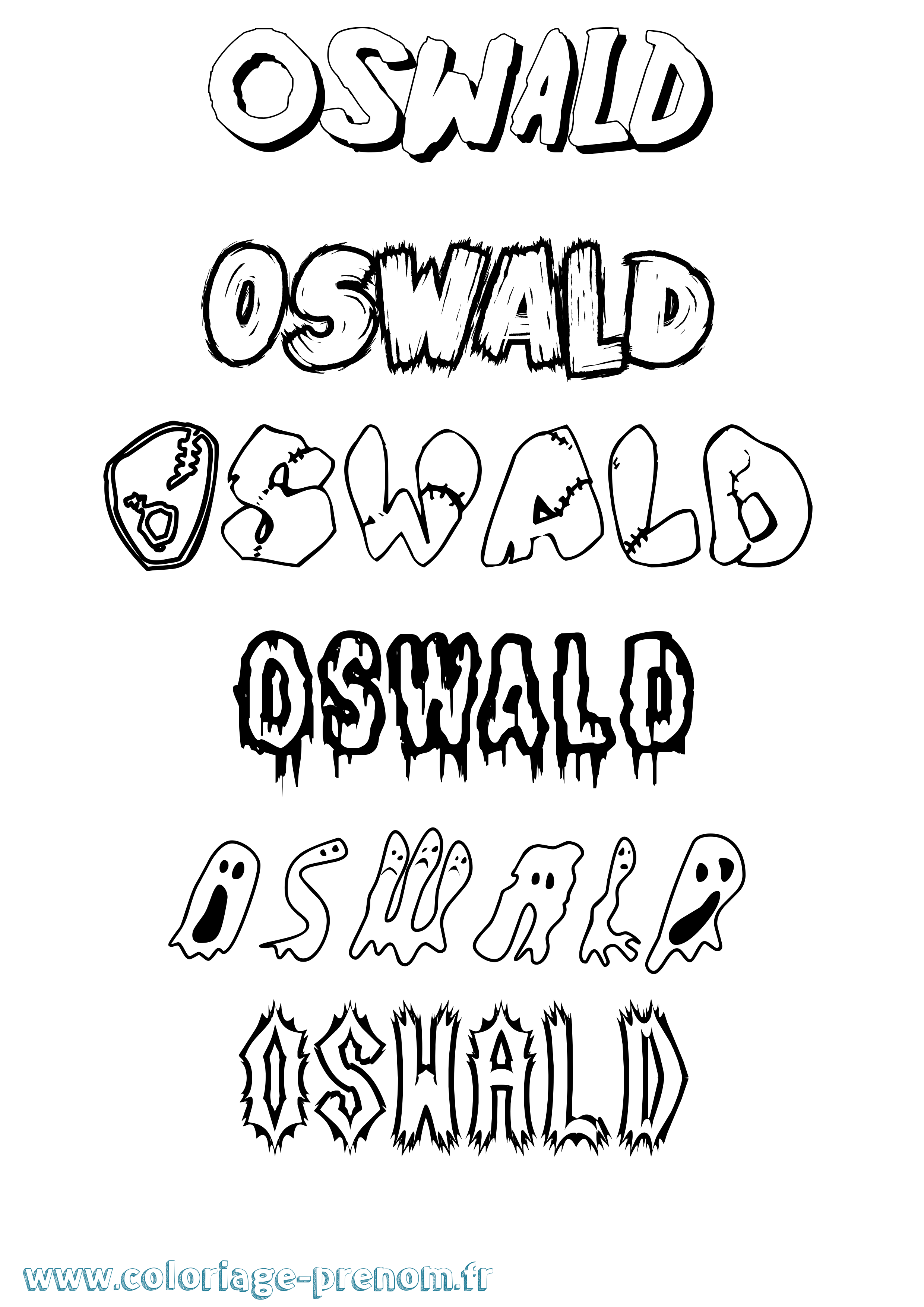 Coloriage Oswald Frisson Coloriage prénom Oswald Frisson