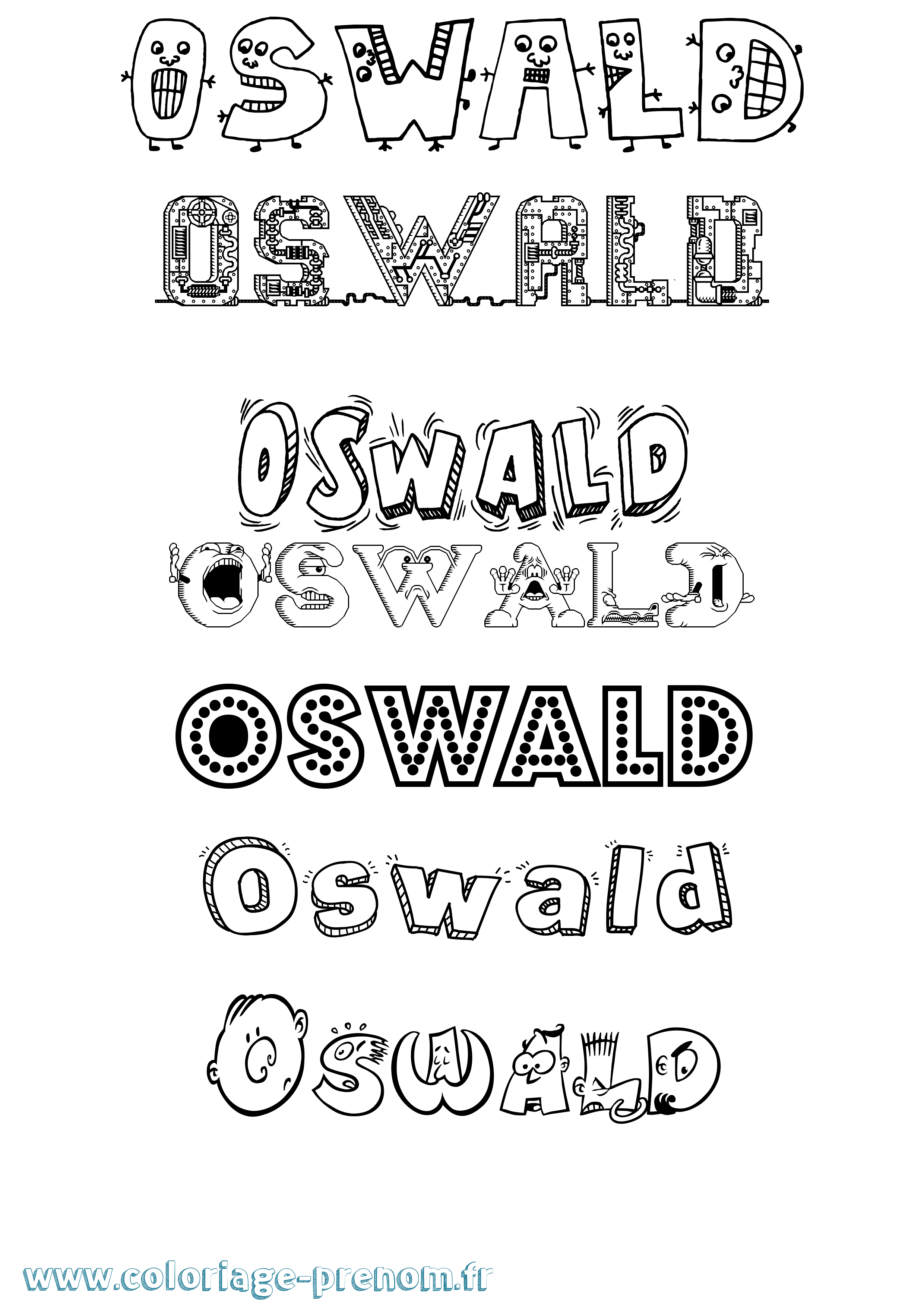 Coloriage Oswald Fun Coloriage prénom Oswald Fun