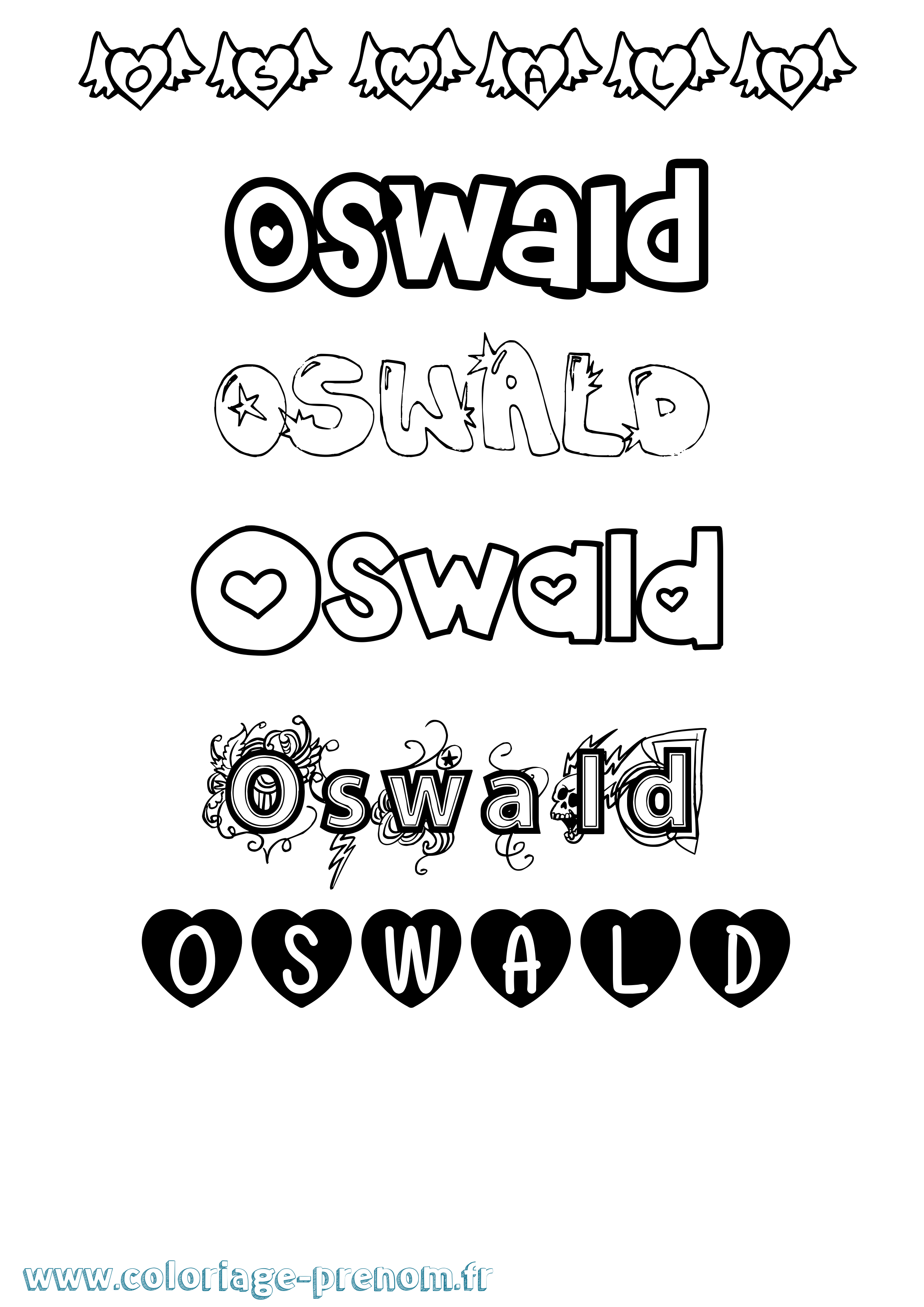 Coloriage Oswald Girly Coloriage prénom Oswald Girly