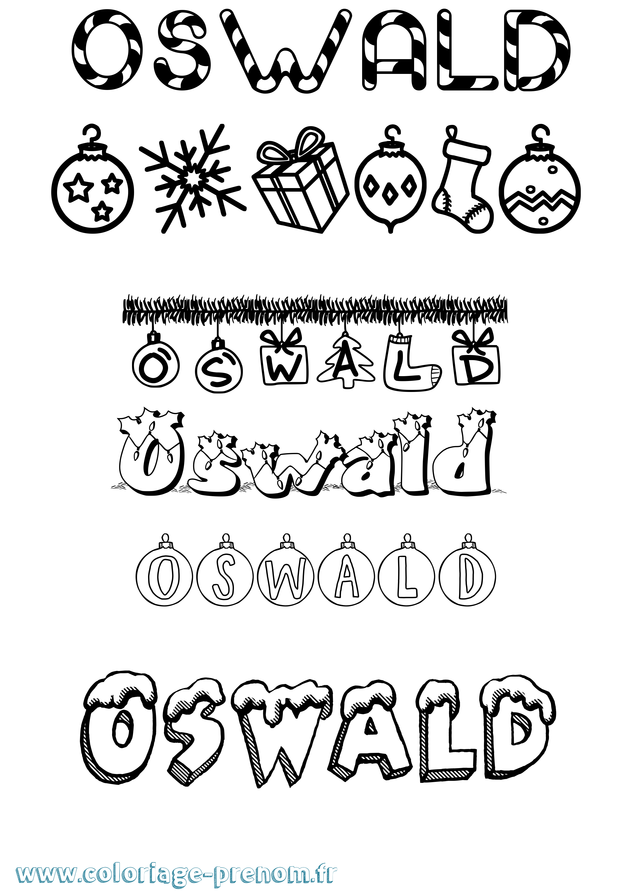 Coloriage Oswald Noël Coloriage prénom Oswald Noël