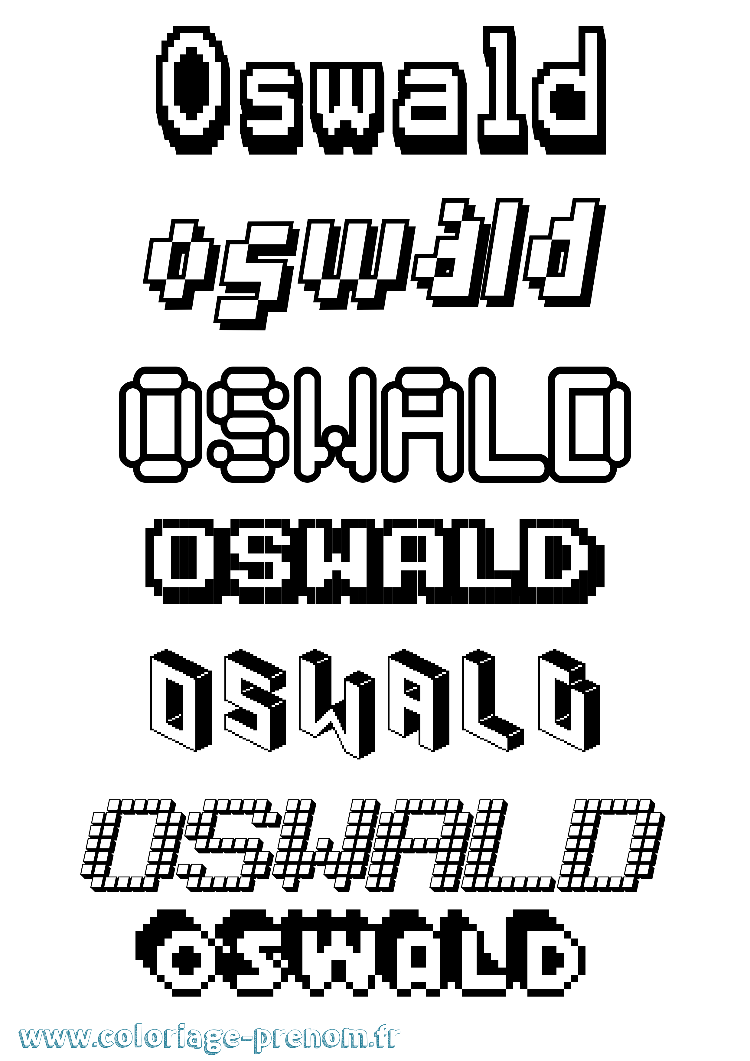 Coloriage Oswald Pixel Coloriage prénom Oswald Pixel
