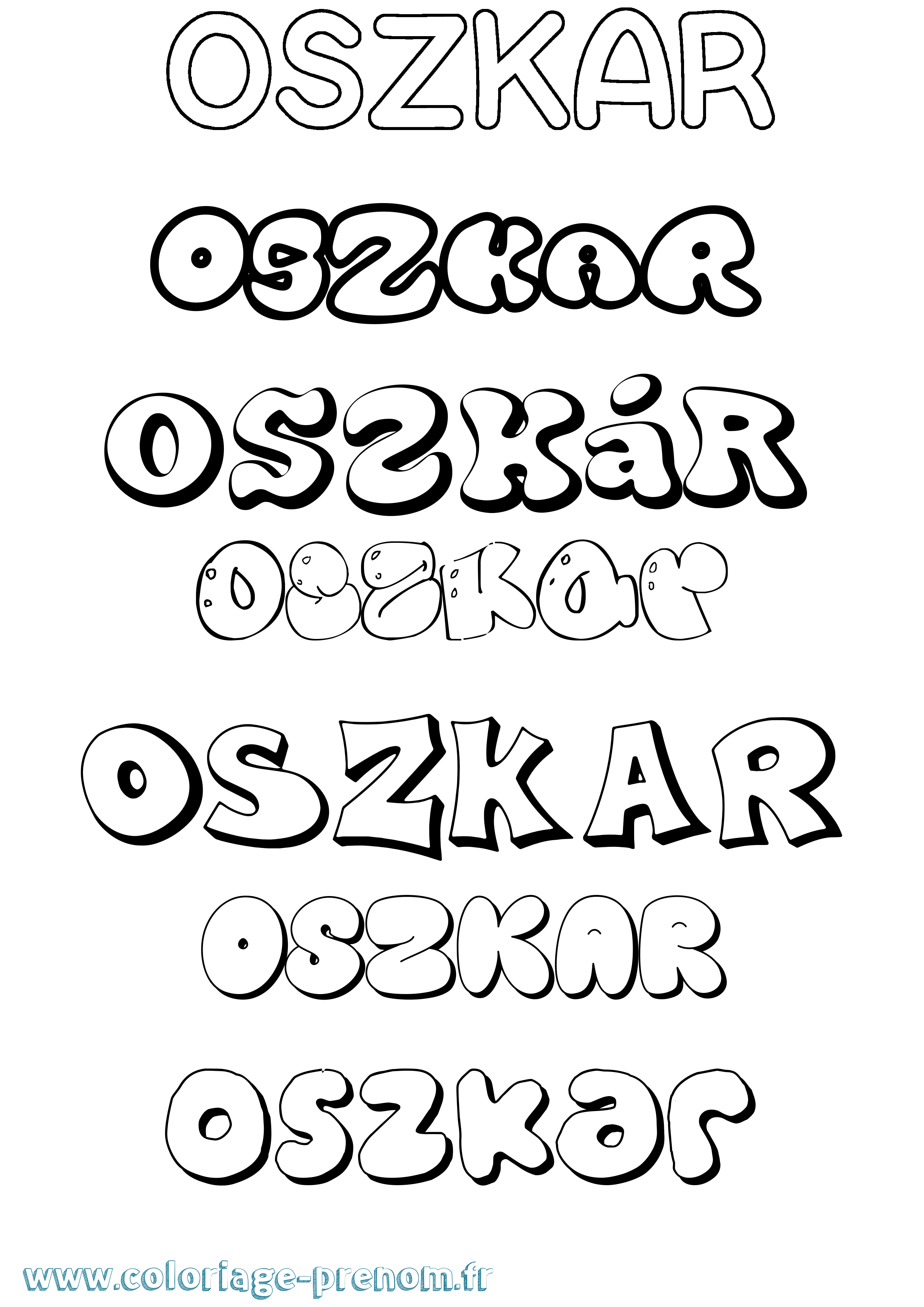 Coloriage Oszkár Bubble Coloriage prénom Oszkár Bubble