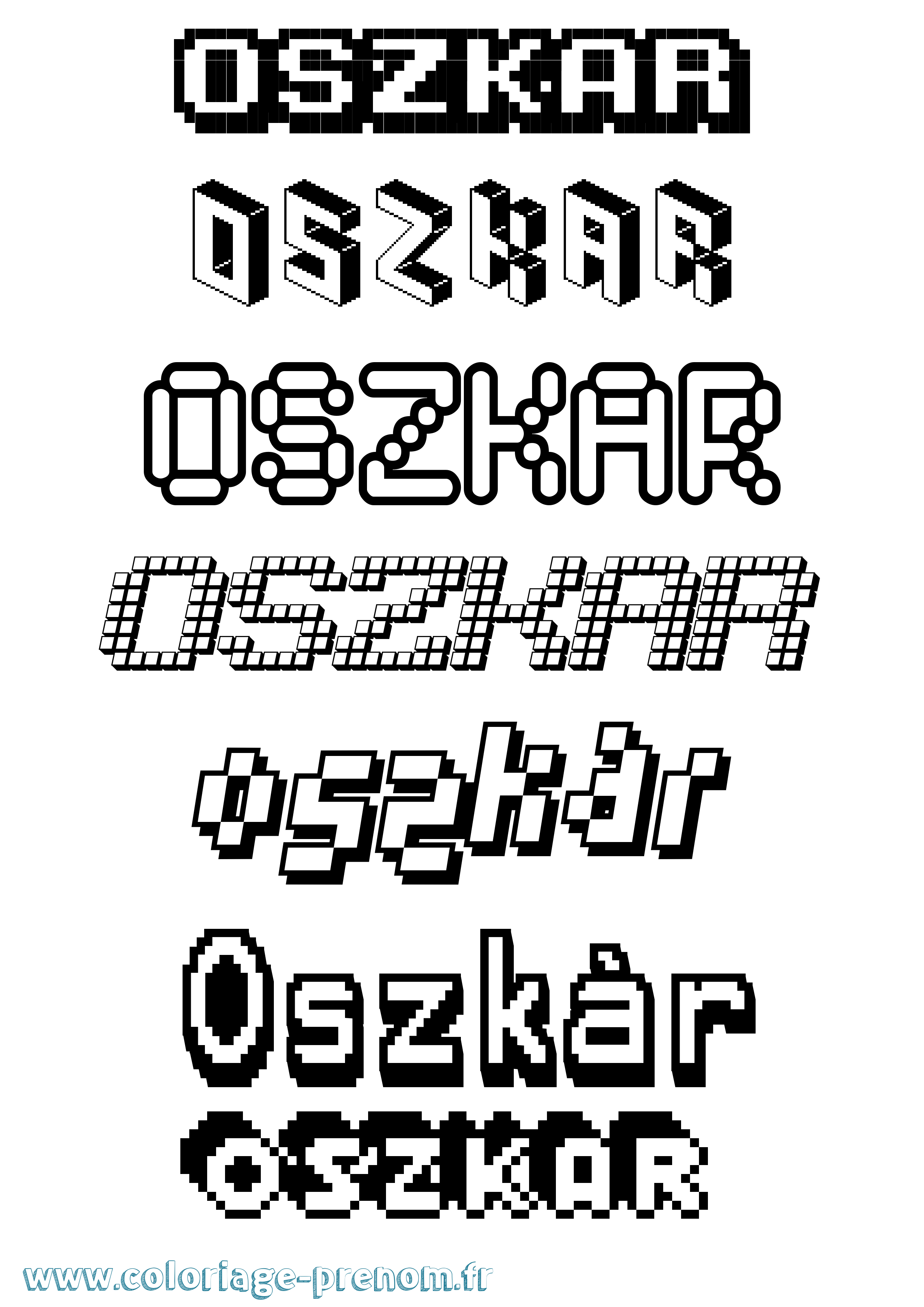Coloriage Oszkár Pixel Coloriage prénom Oszkár Pixel