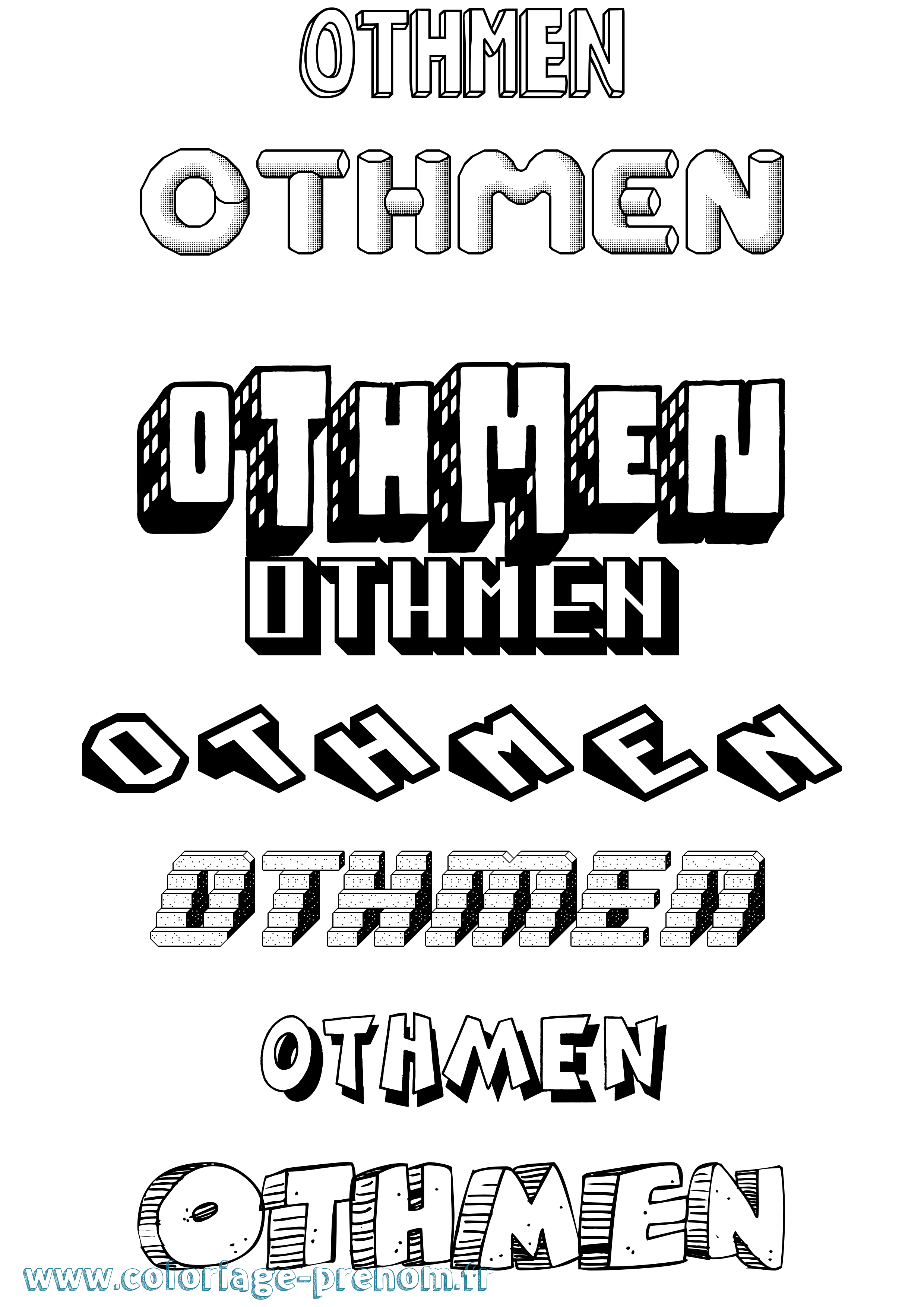 Coloriage Othmen Effet 3D Coloriage prénom Othmen Effet 3D