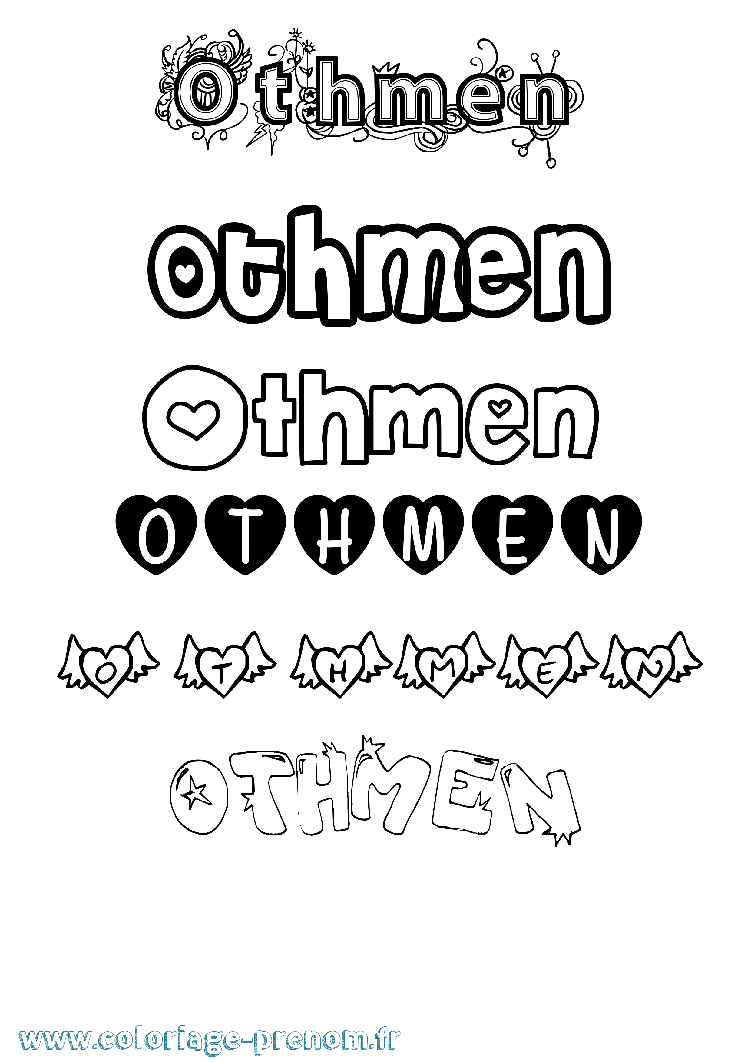 Coloriage Othmen Girly Coloriage prénom Othmen Girly