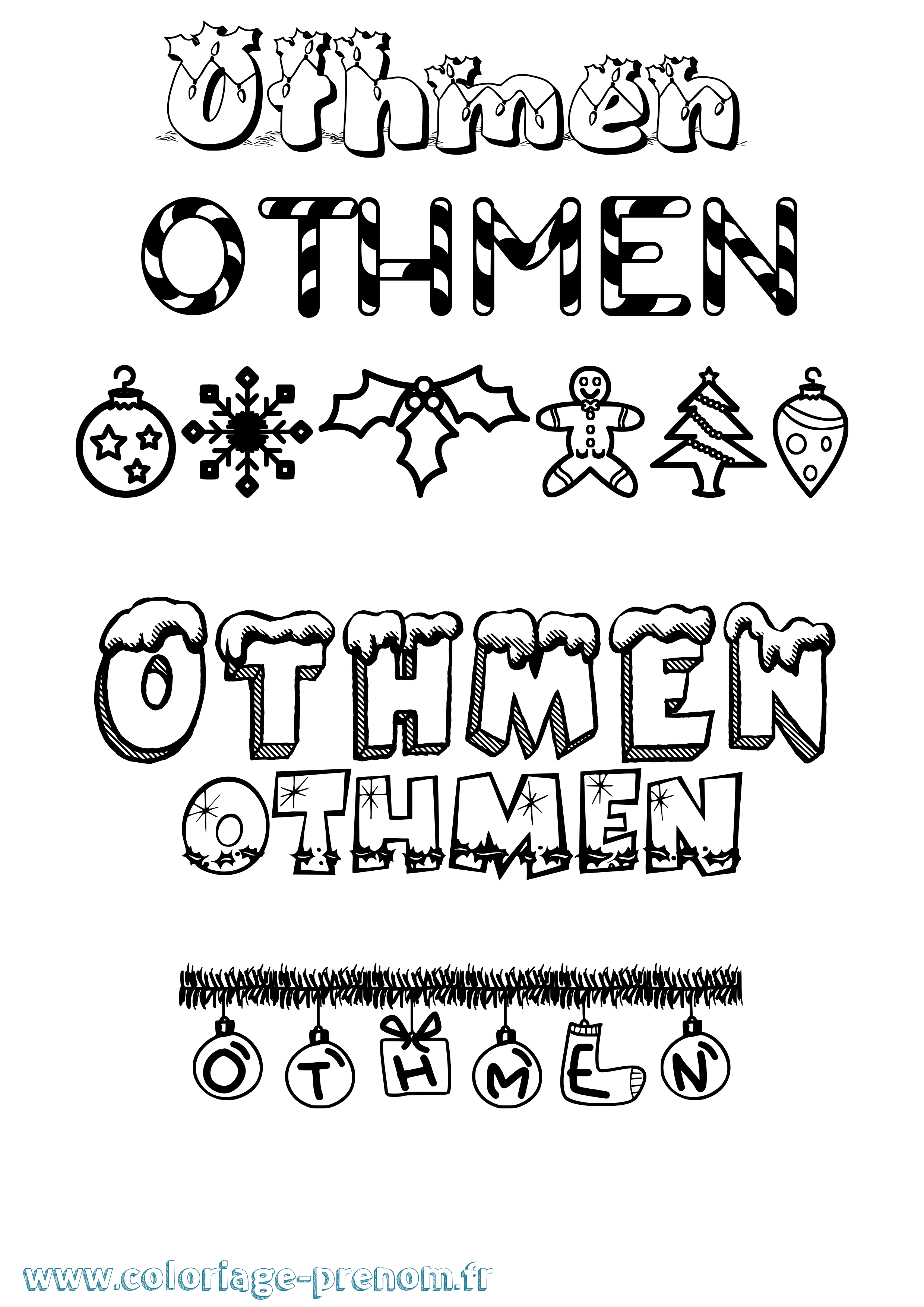 Coloriage Othmen Noël Coloriage prénom Othmen Noël