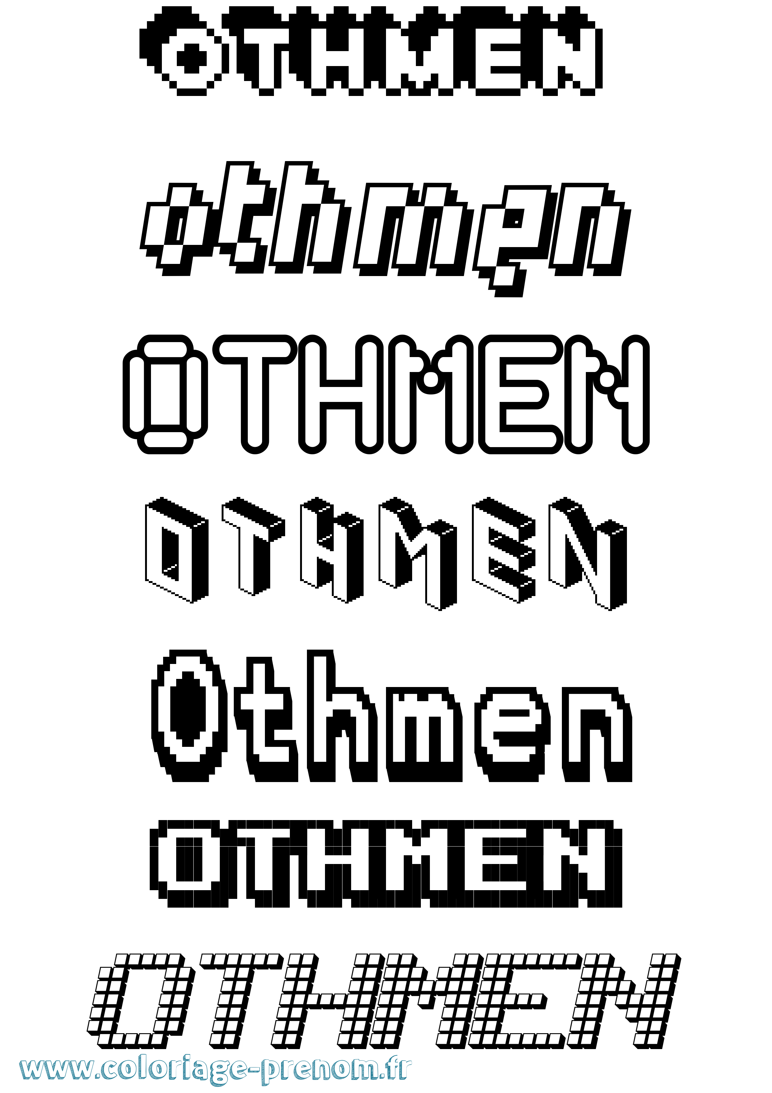 Coloriage Othmen Pixel Coloriage prénom Othmen Pixel