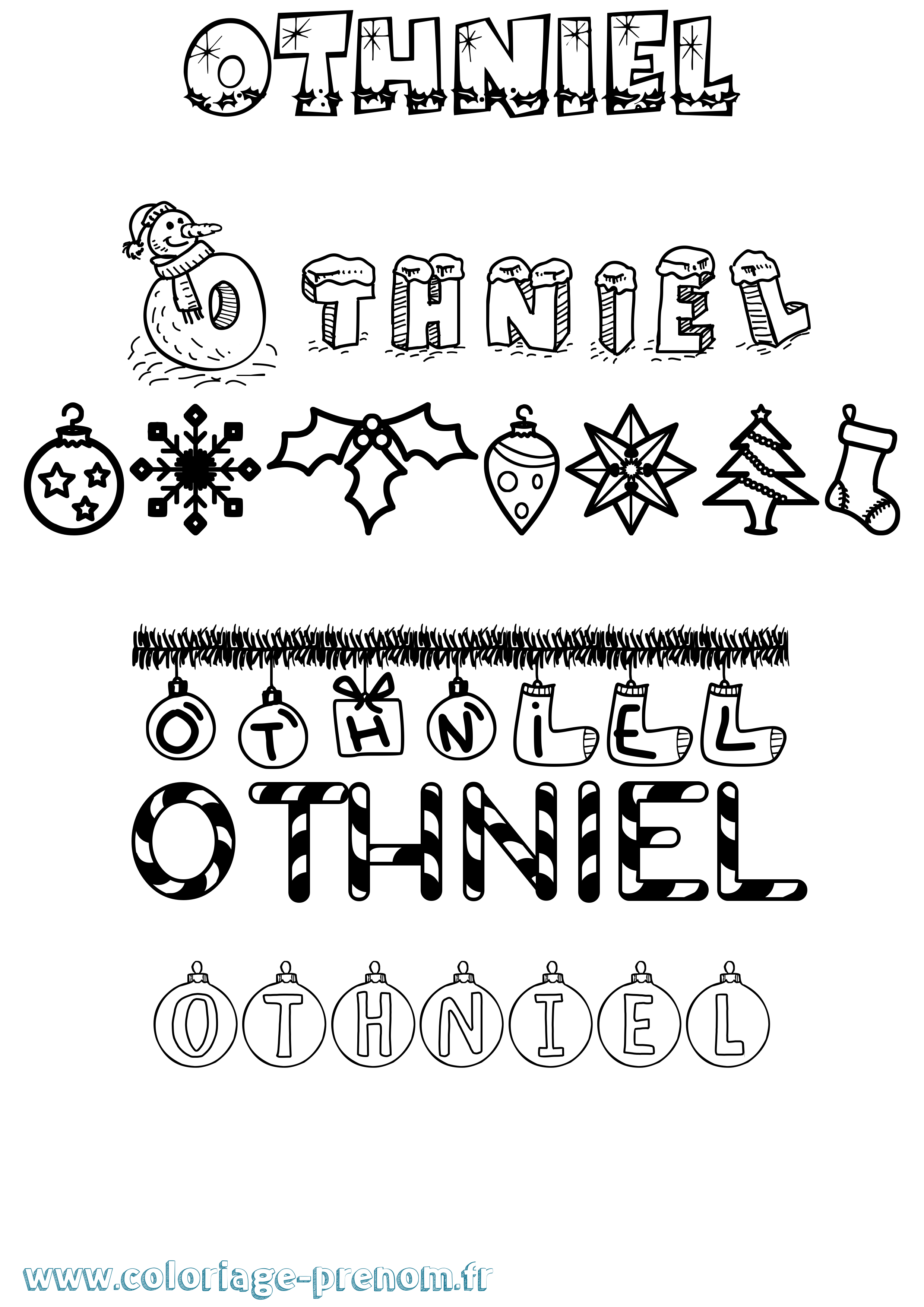 Coloriage Othniel Noël Coloriage prénom Othniel Noël