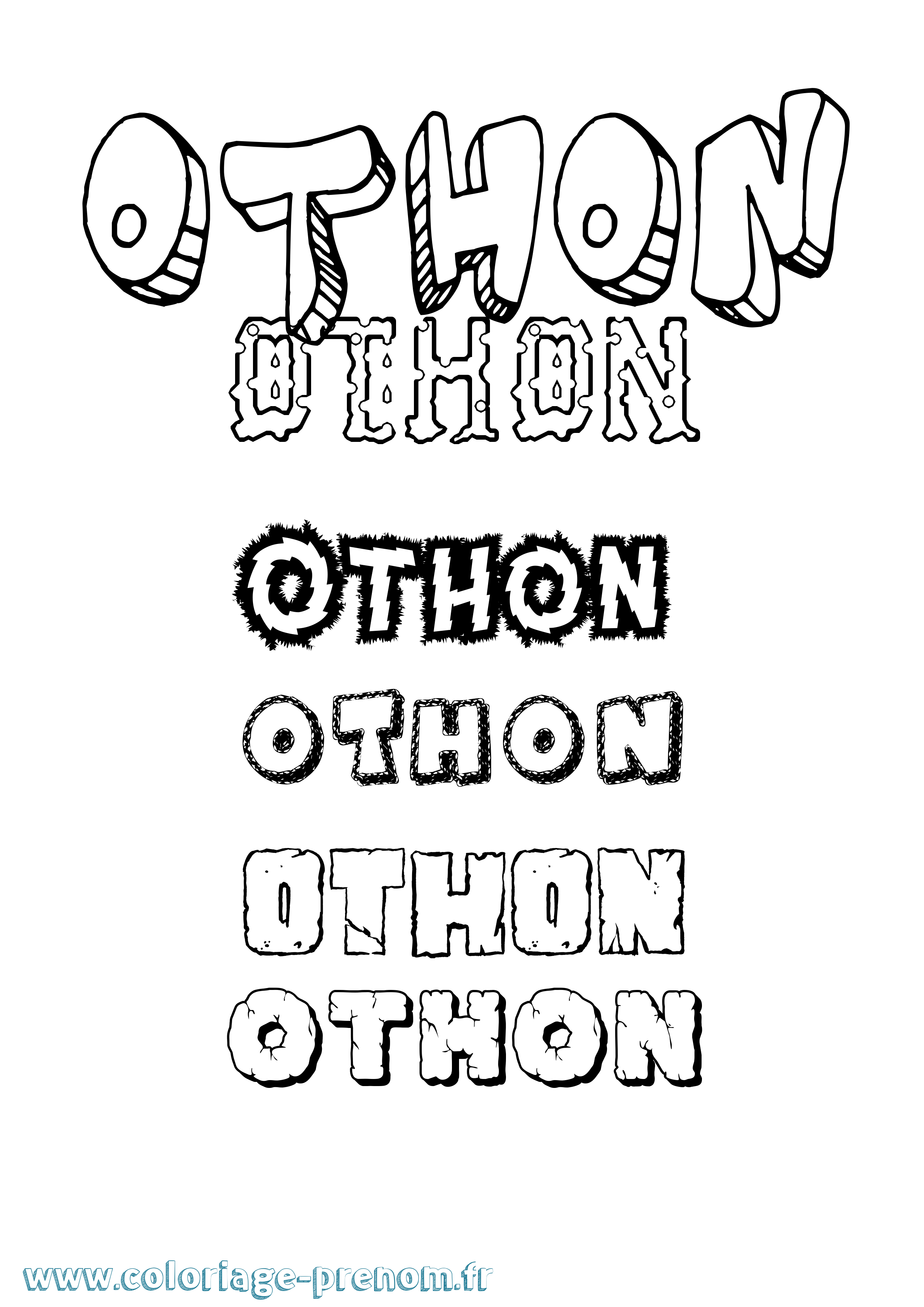 Coloriage Othon Destructuré Coloriage prénom Othon Destructuré