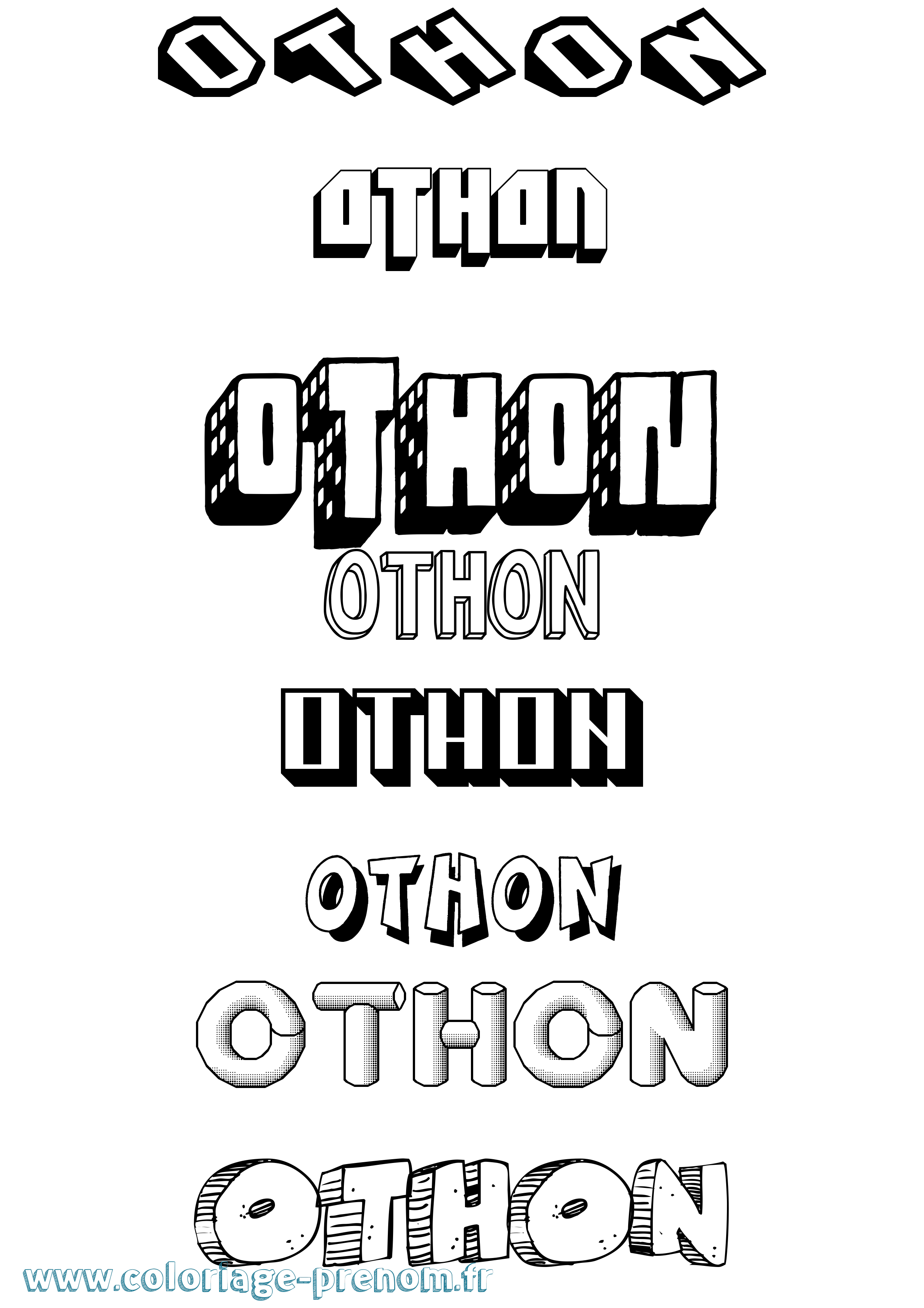 Coloriage Othon Effet 3D Coloriage prénom Othon Effet 3D