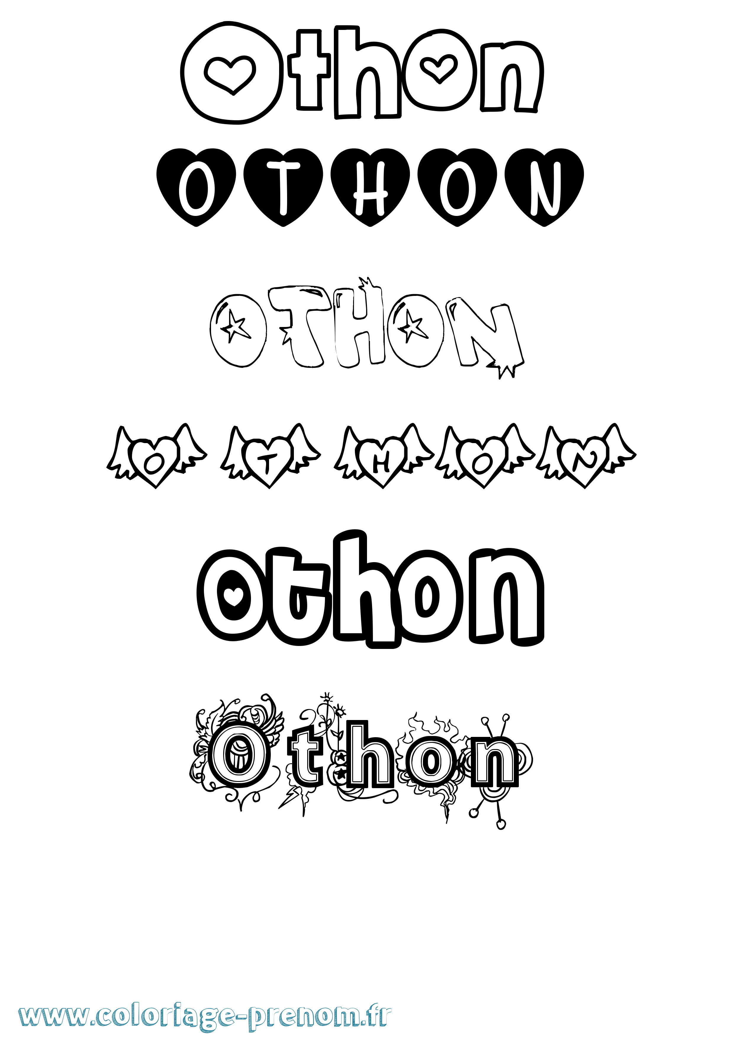 Coloriage Othon Girly Coloriage prénom Othon Girly