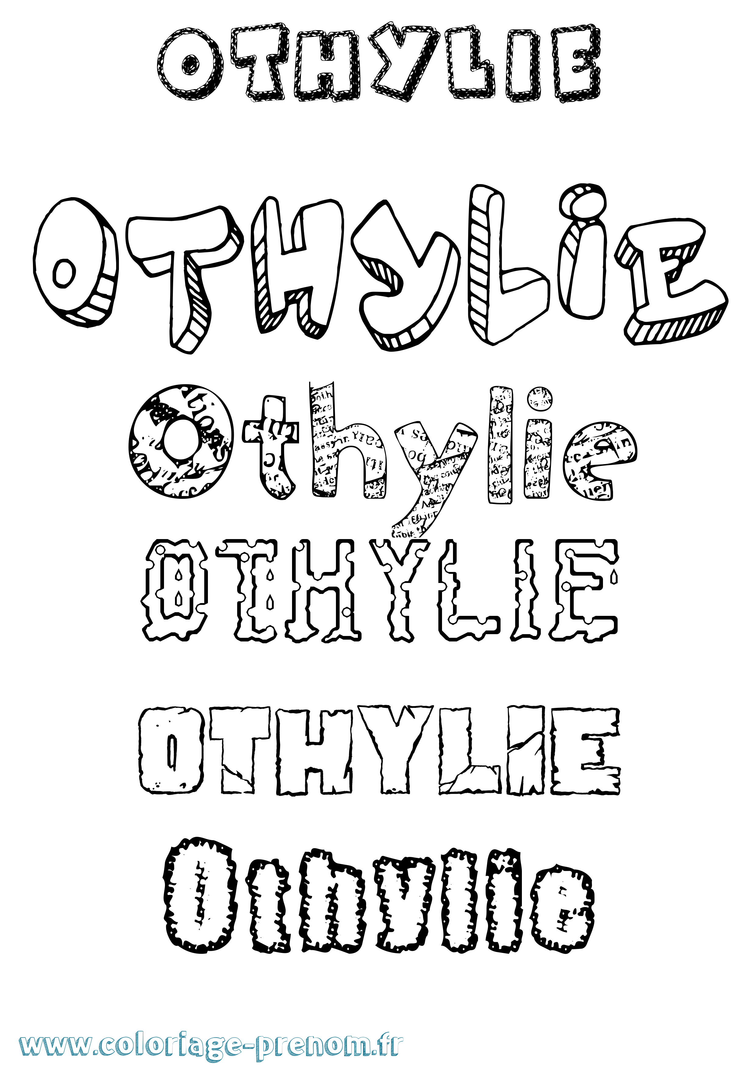 Coloriage Othylie Destructuré Coloriage prénom Othylie Destructuré
