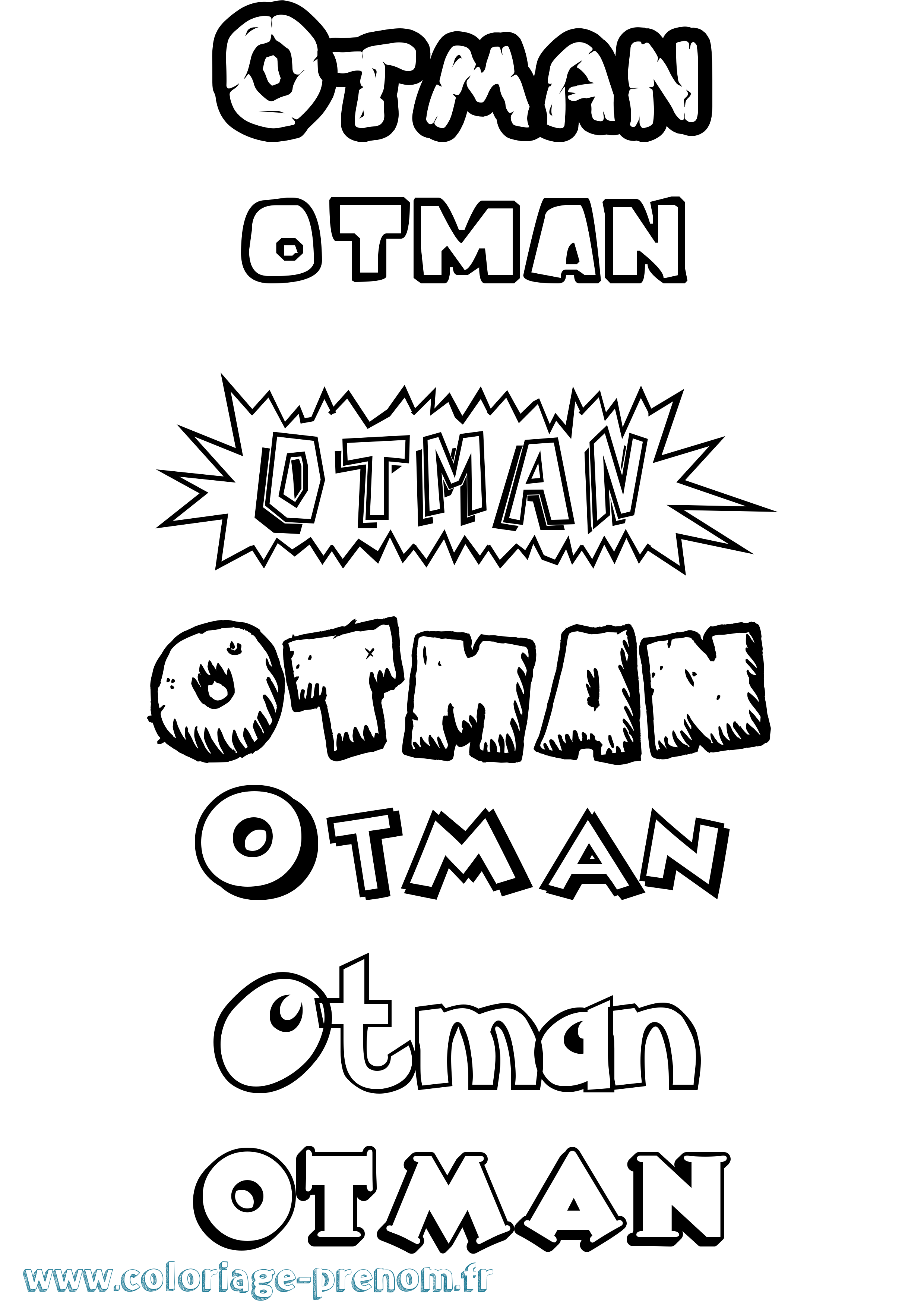 Coloriage Otman Dessin Animé Coloriage prénom Otman Dessin Animé