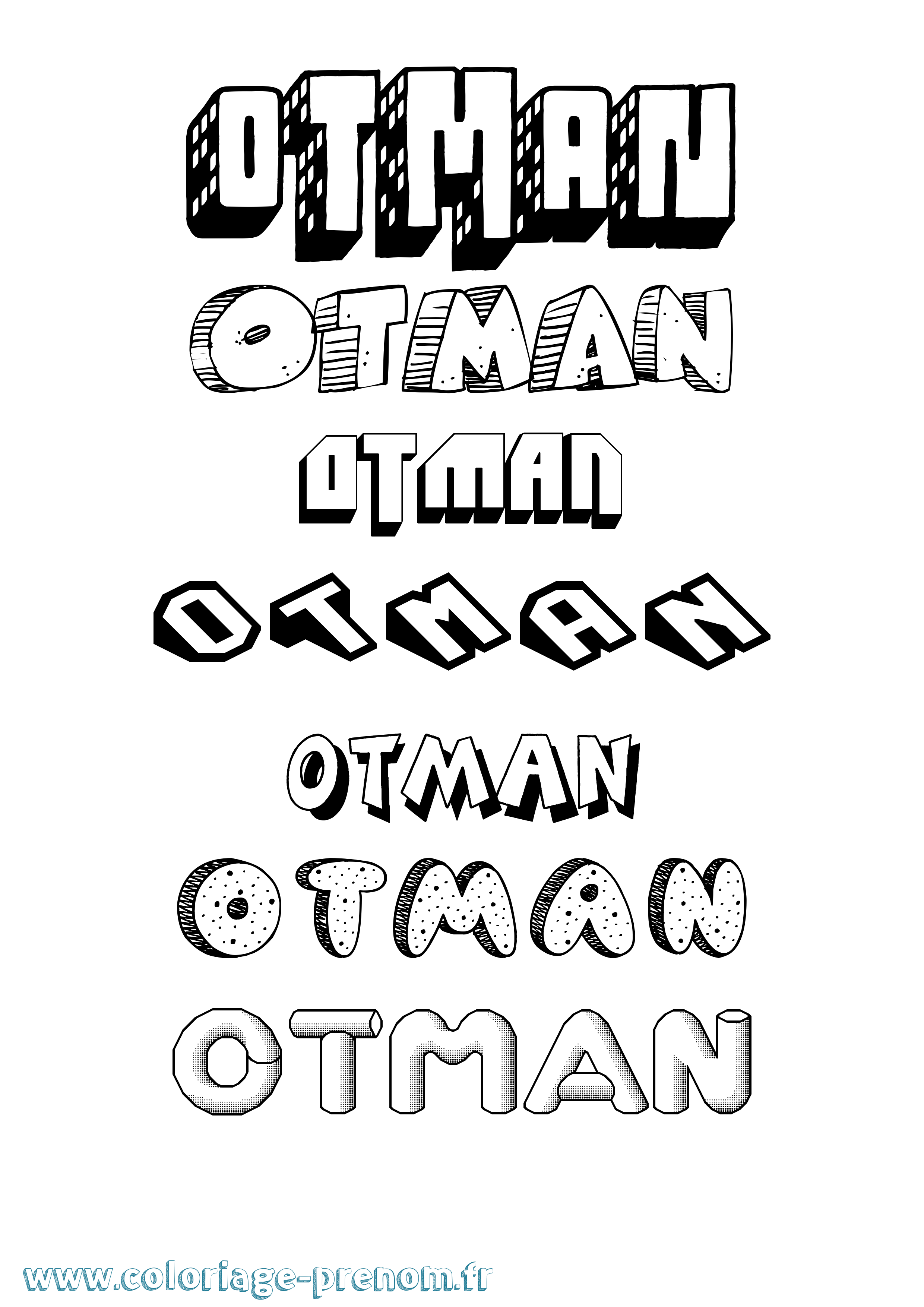 Coloriage Otman Effet 3D Coloriage prénom Otman Effet 3D