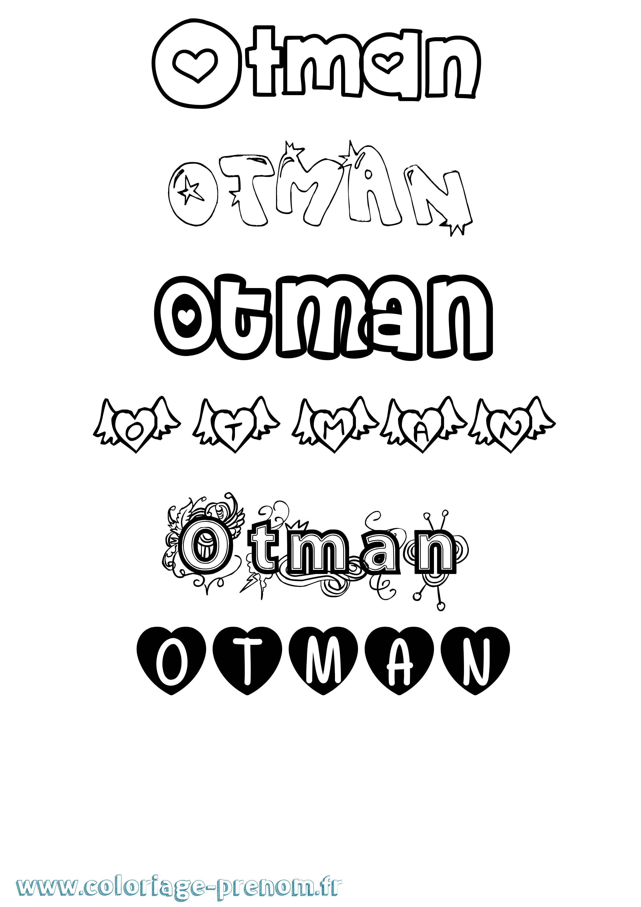 Coloriage Otman Girly Coloriage prénom Otman Girly