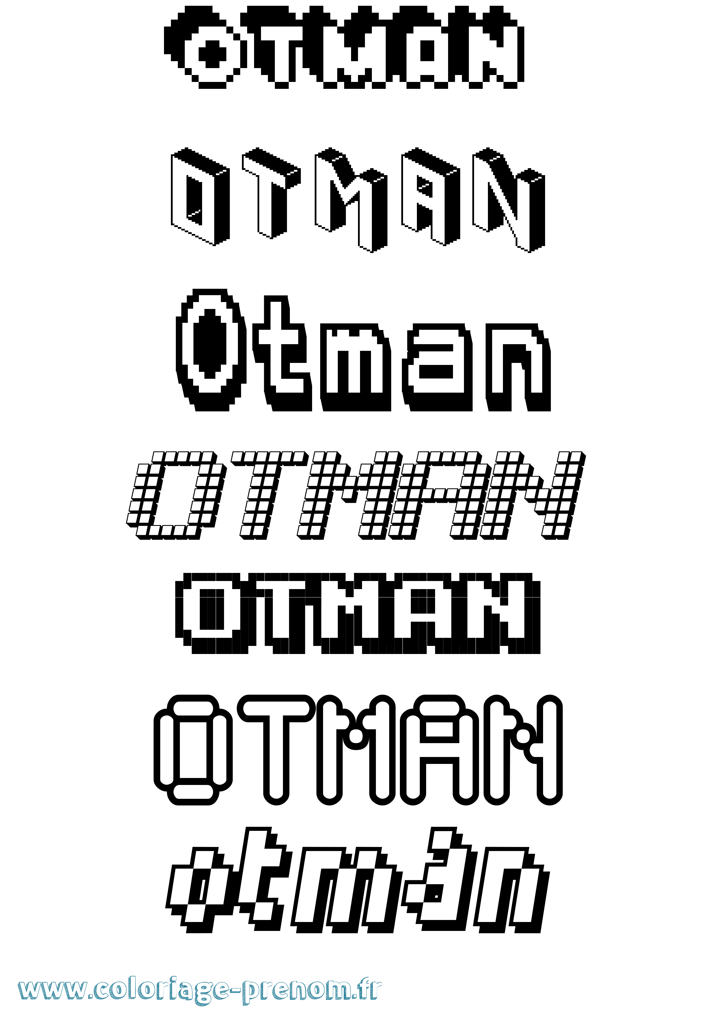 Coloriage Otman Pixel Coloriage prénom Otman Pixel