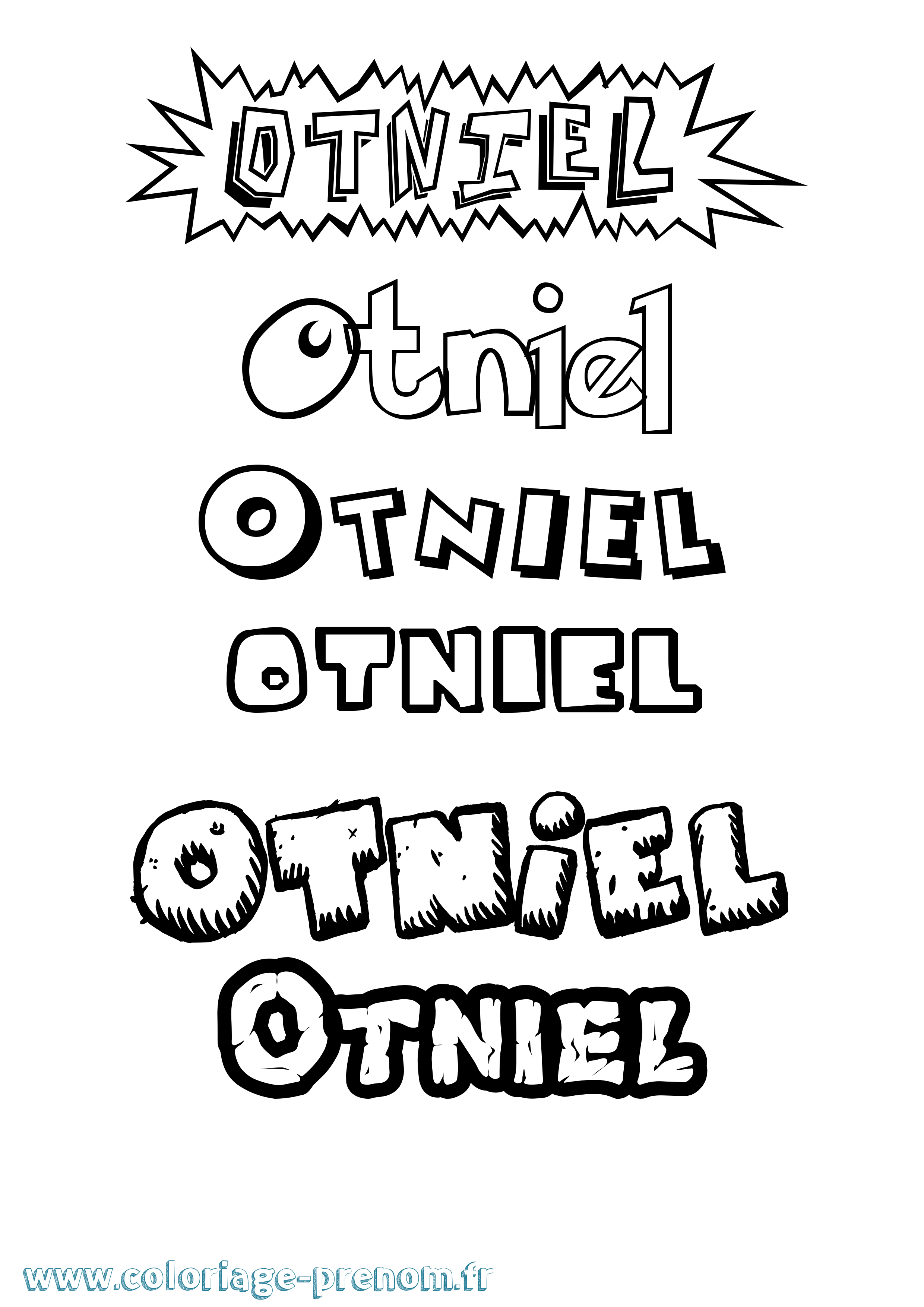 Coloriage Otniel Dessin Animé Coloriage prénom Otniel Dessin Animé
