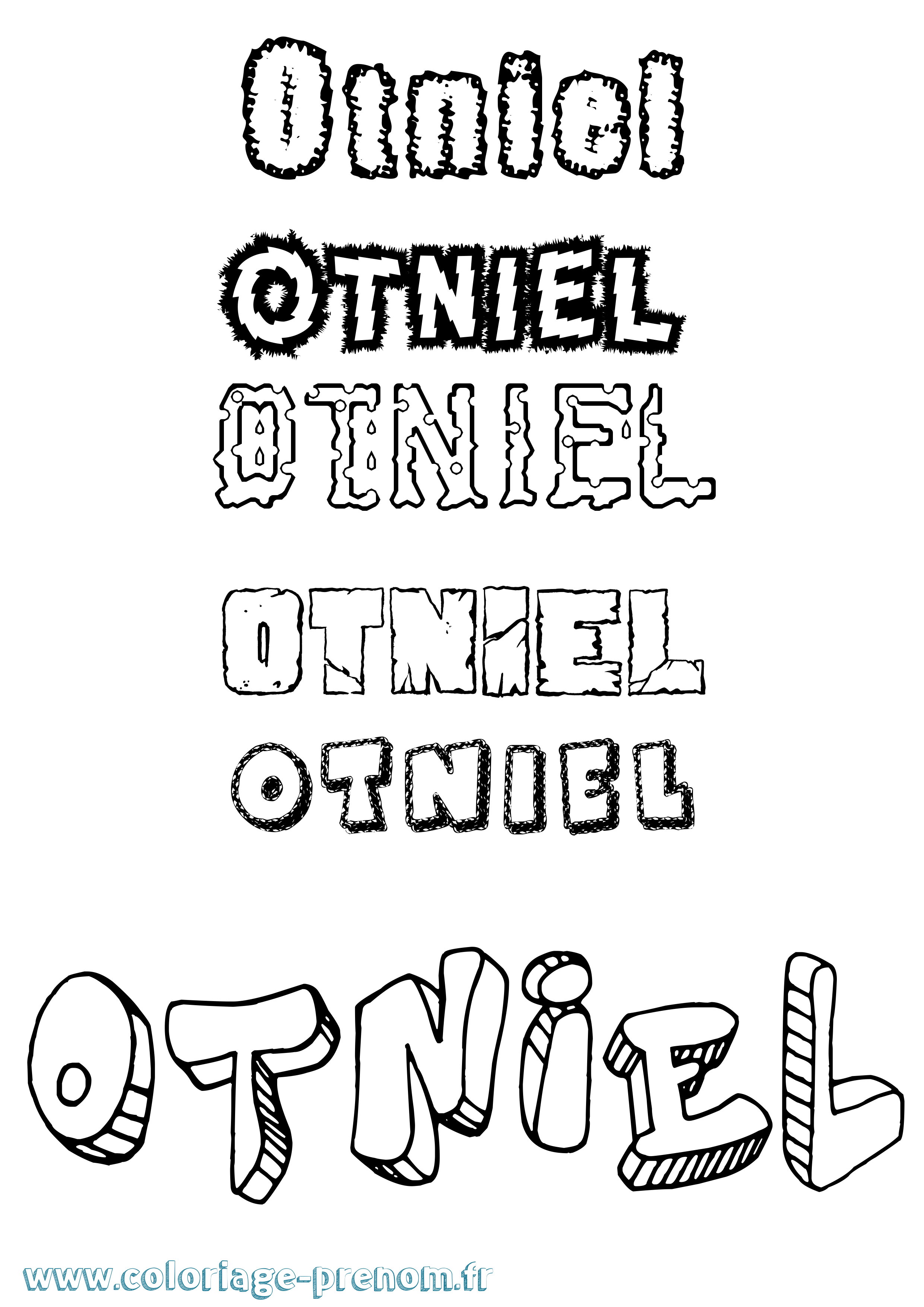 Coloriage Otniel Destructuré Coloriage prénom Otniel Destructuré